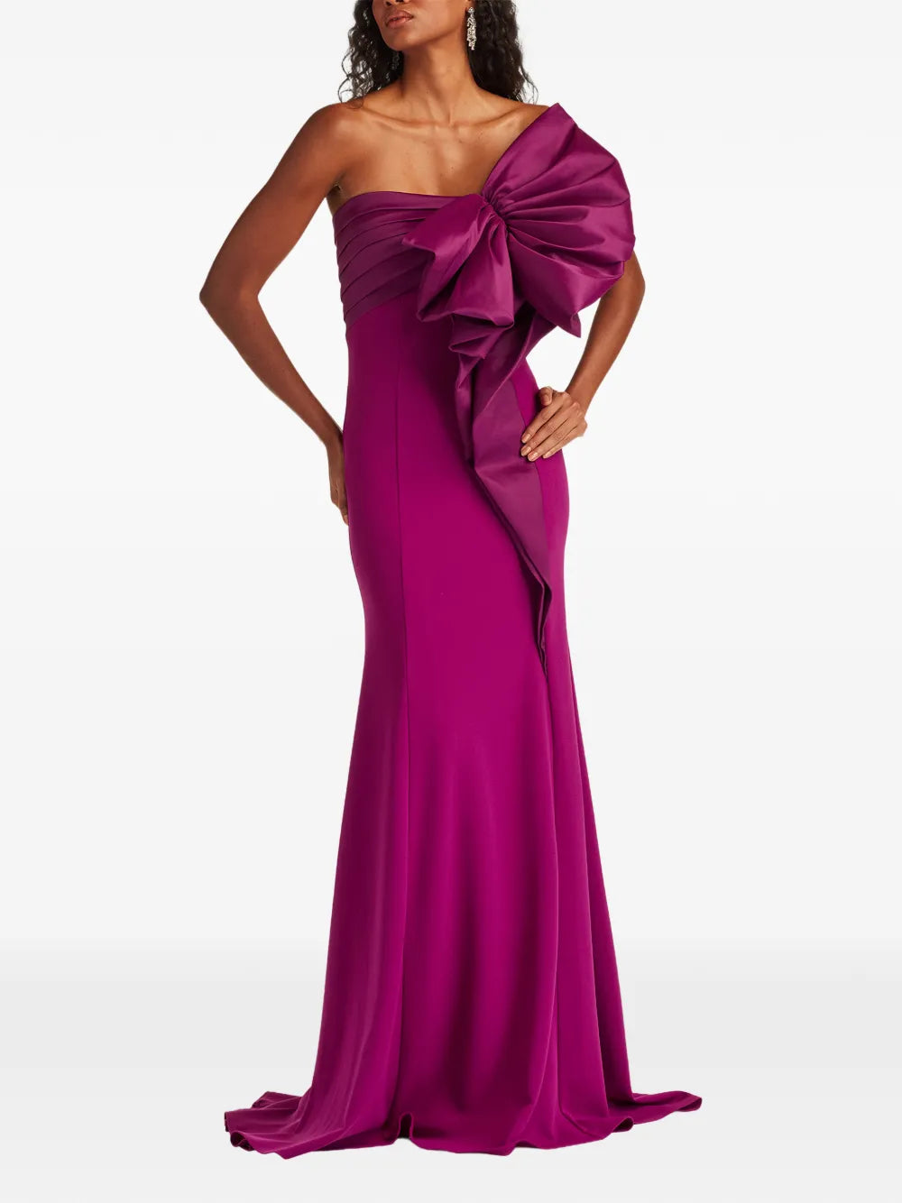 Tadashi Shoji Bow One-Shoulder Maxi Dress