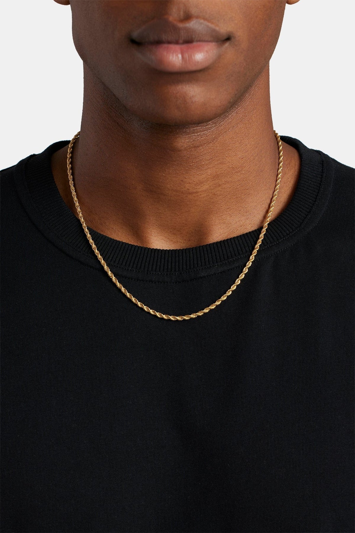 Cernucci 3mm Rope Chain - Gold — 16" — Front View