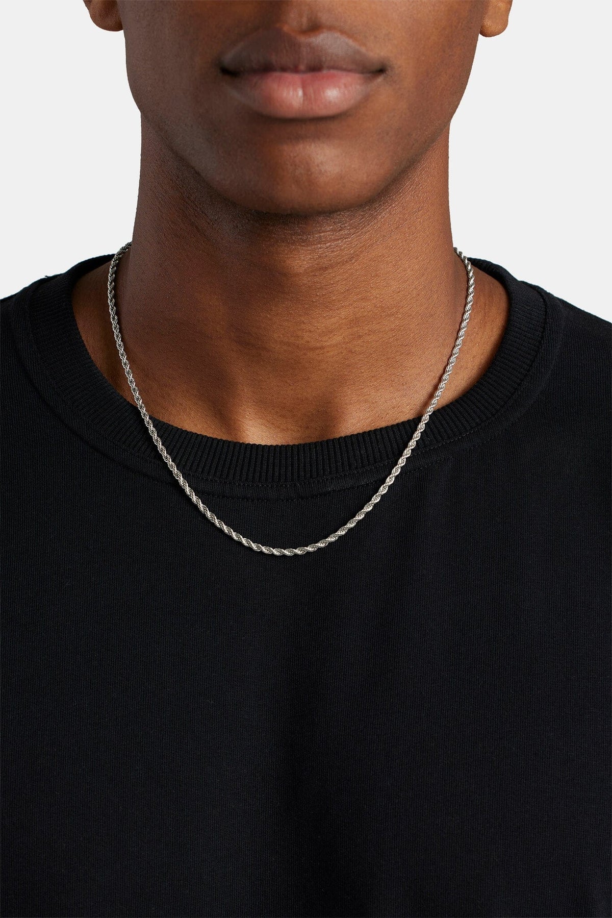 Cernucci Rope Chain - 3mm - White — 30" — Front View
