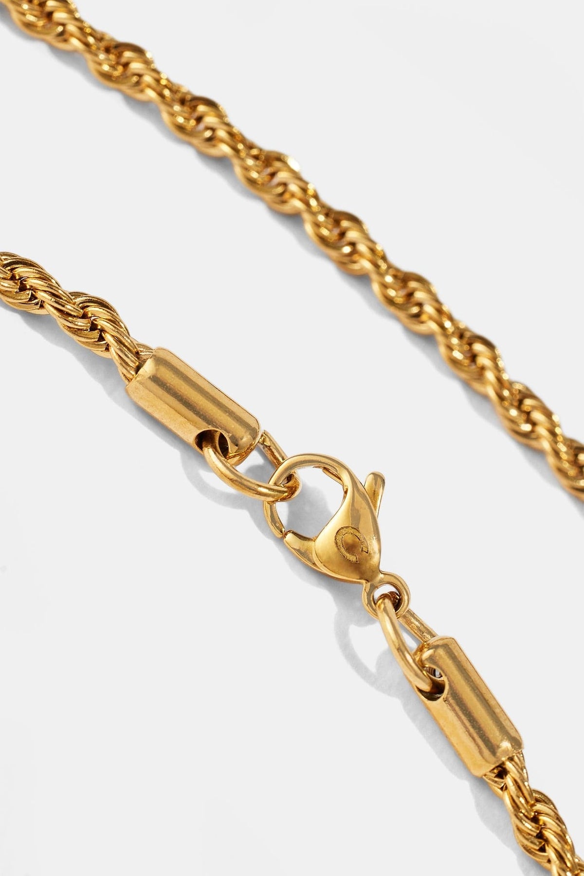 Cernucci 3mm Rope Chain - Gold — 16" — Back View