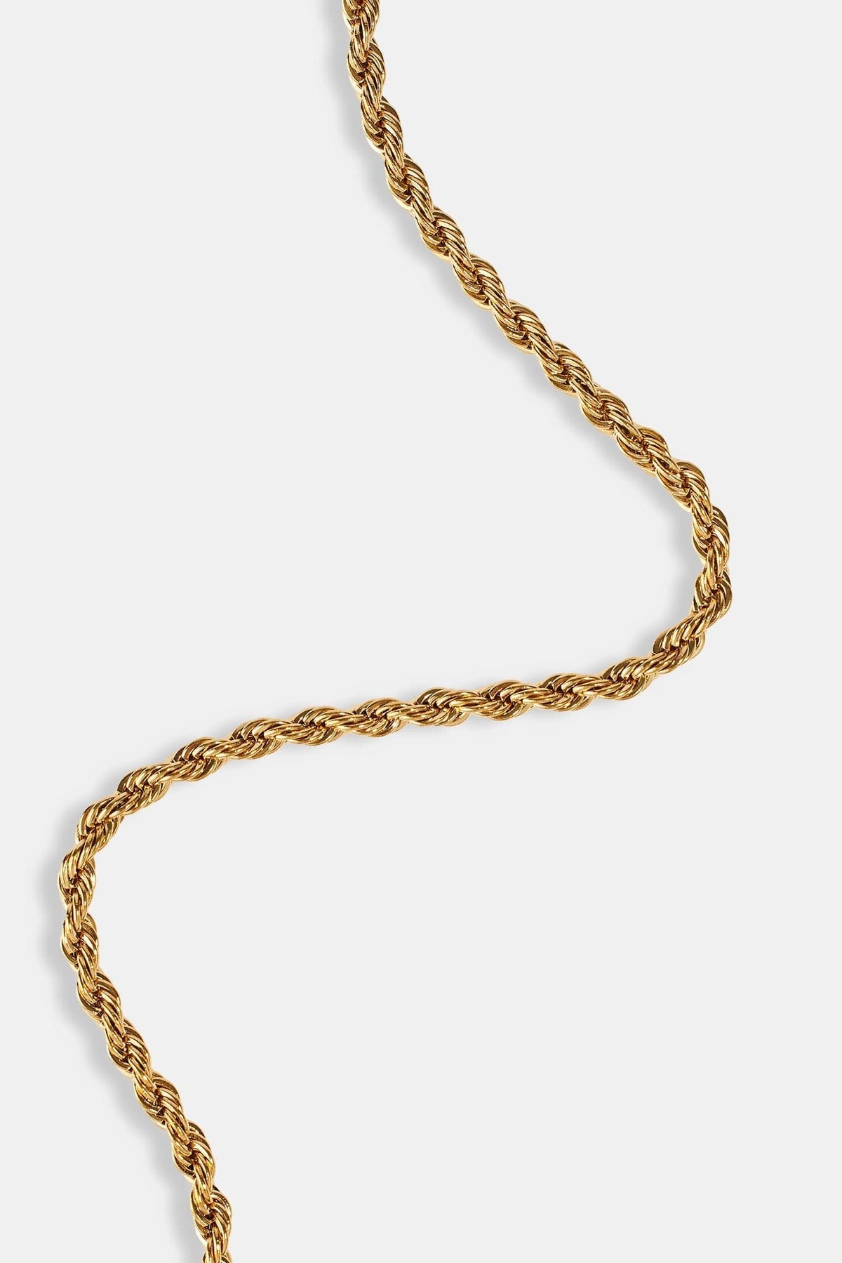 Cernucci 3mm Rope Chain - Gold — 16" — Back View