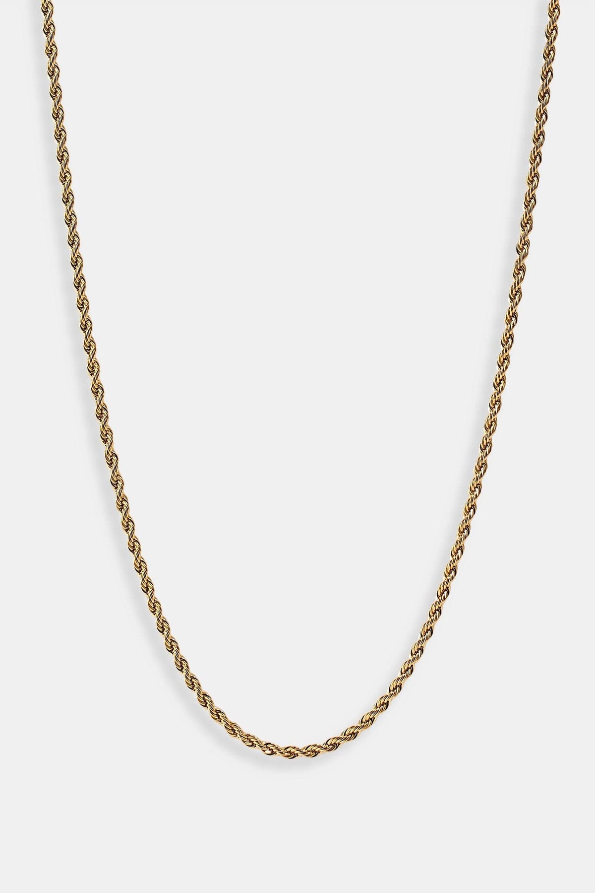 Cernucci 3mm Rope Chain - Gold — 16" — Side View