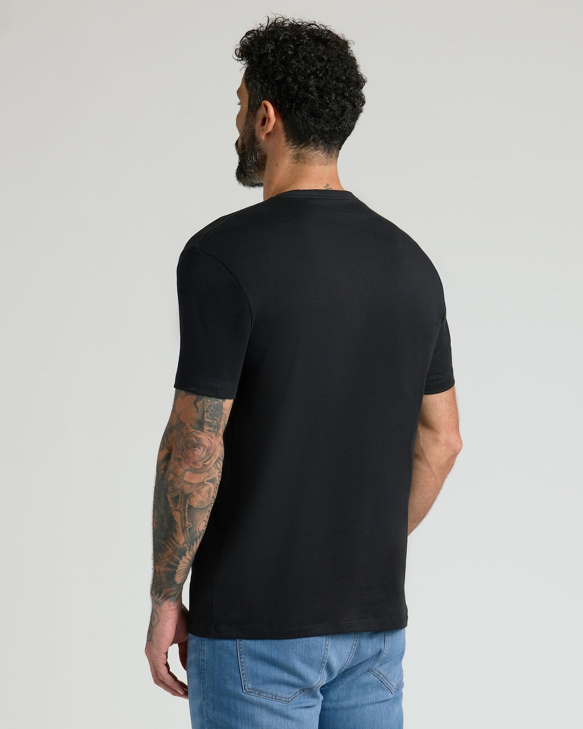 All Black Pima Cotton Blend Crew 7-Pack