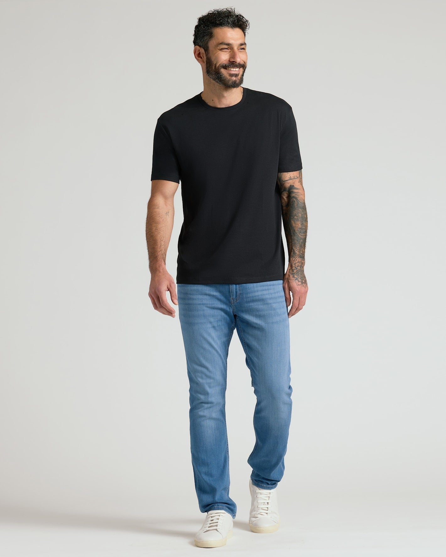 All Black Pima Cotton Blend Crew 4-Pack