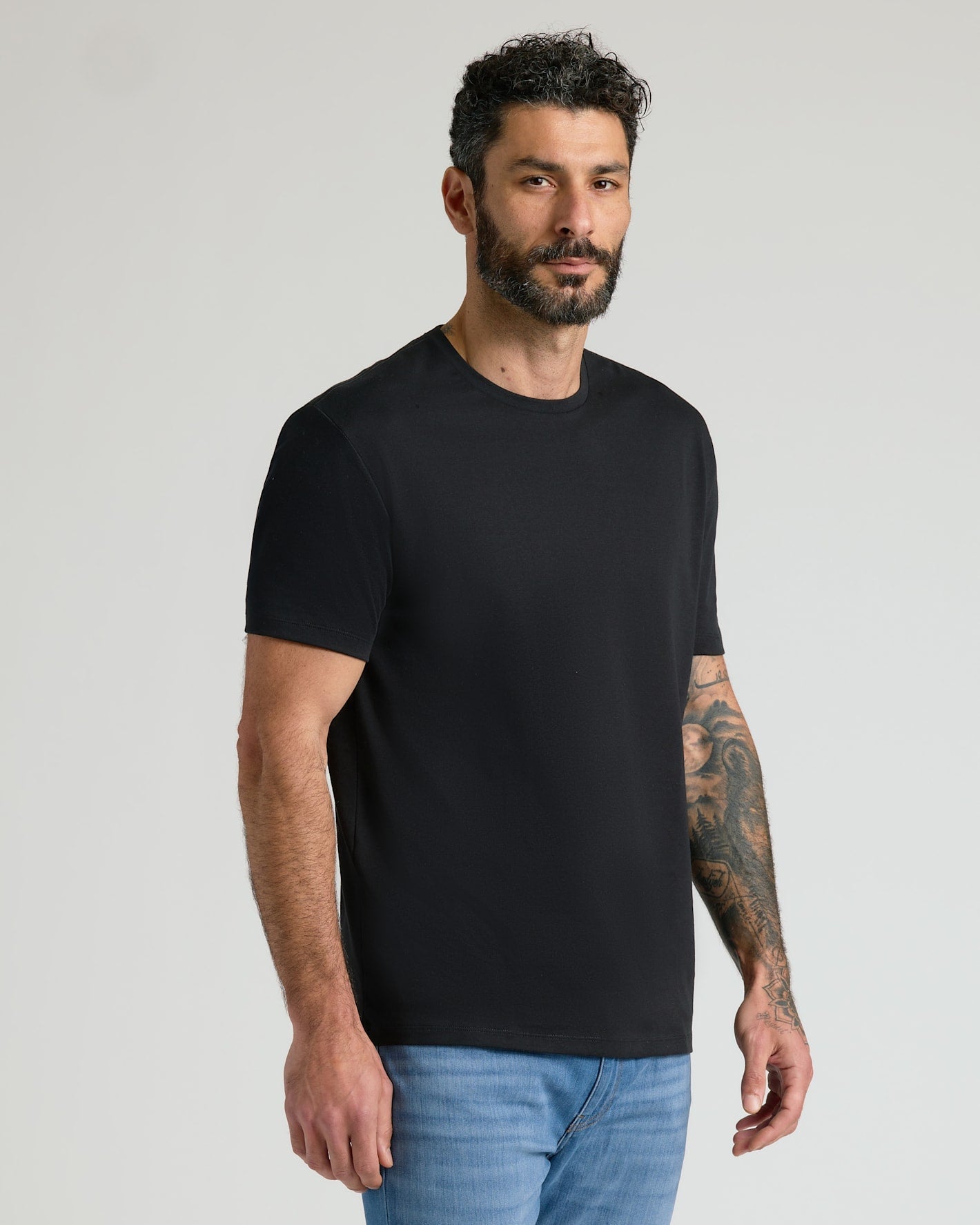 Black Pima Cotton Blend Crew