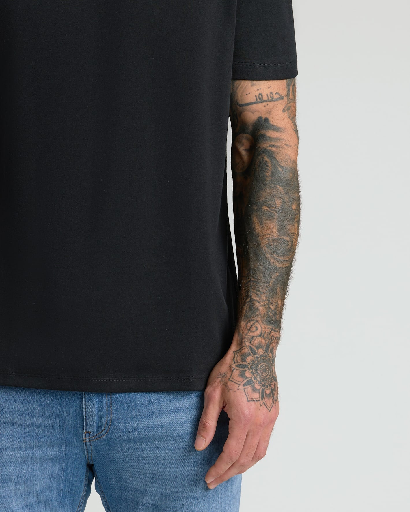 All Black Pima Cotton Blend Crew 4-Pack