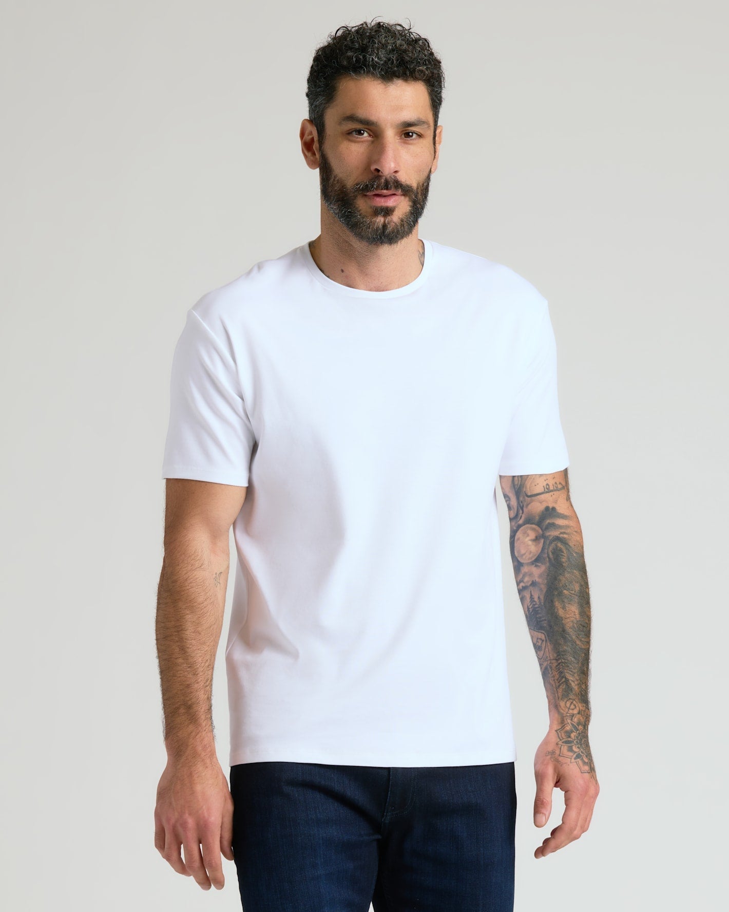 White Pima Cotton Blend Crew