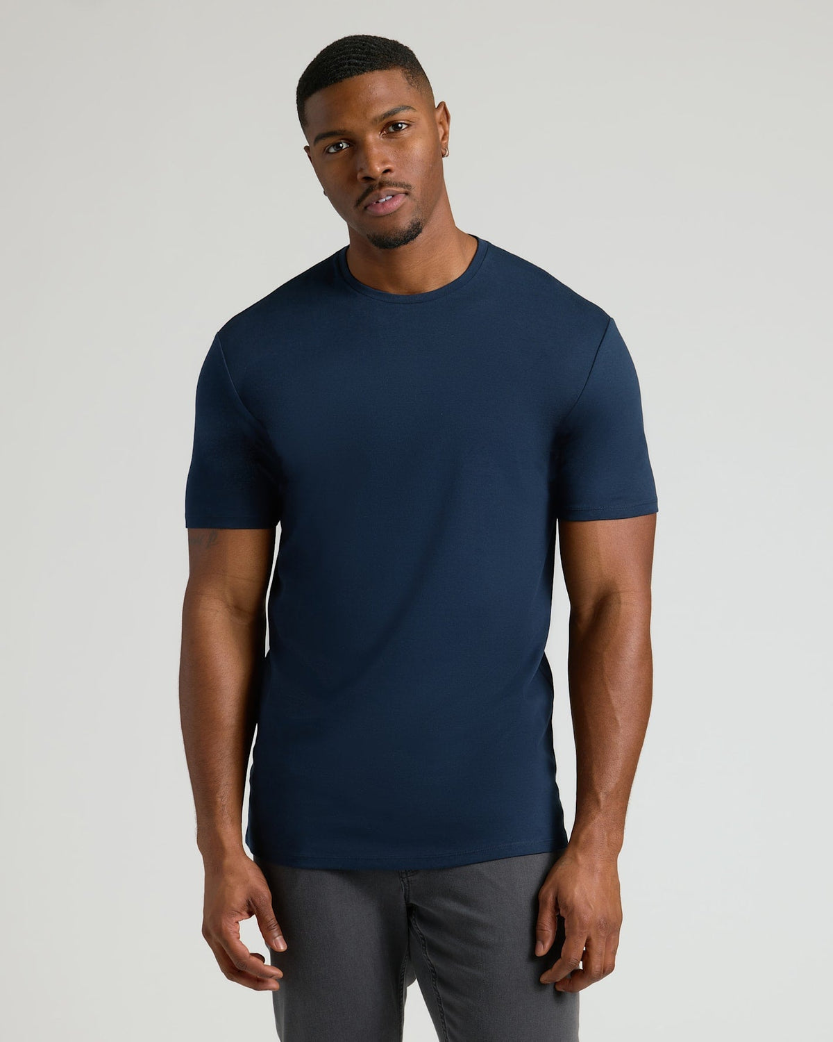 Navy Tall Pima Cotton Blend Crew