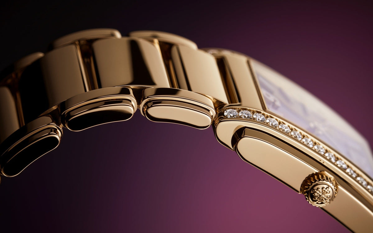 Patek Philippe Twenty~4 4910/1201R-010 – Ladies’ Quartz Rose Gold Watch with Purple Dial & Diamond Bezel