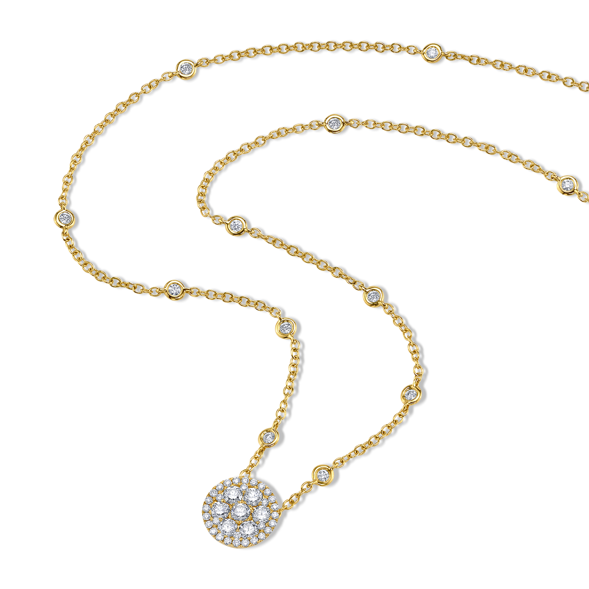 deBoulle Collection Round Diamond Cluster Pendant in Yellow Gold