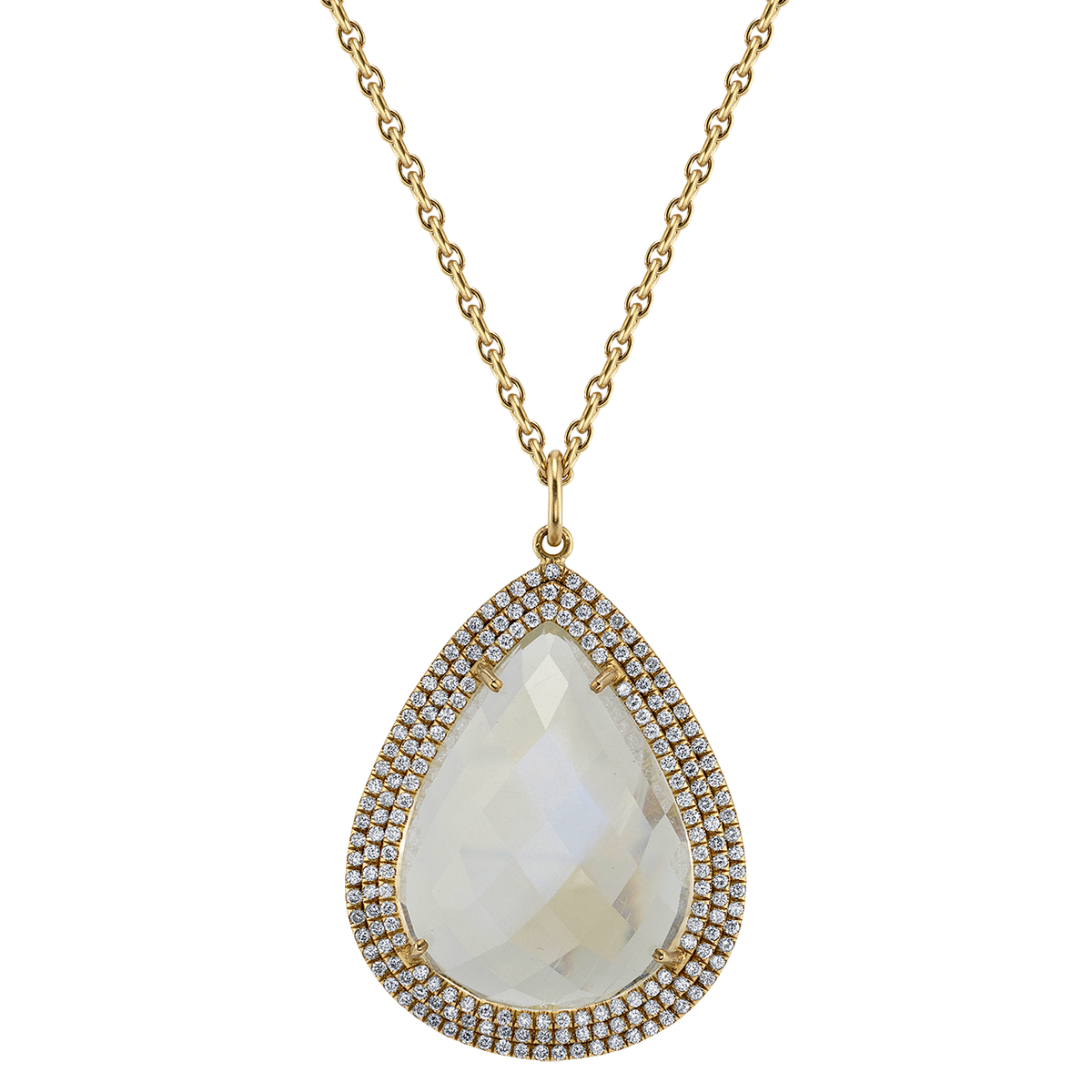 Moonstone Pendant with Round Brilliant Diamonds