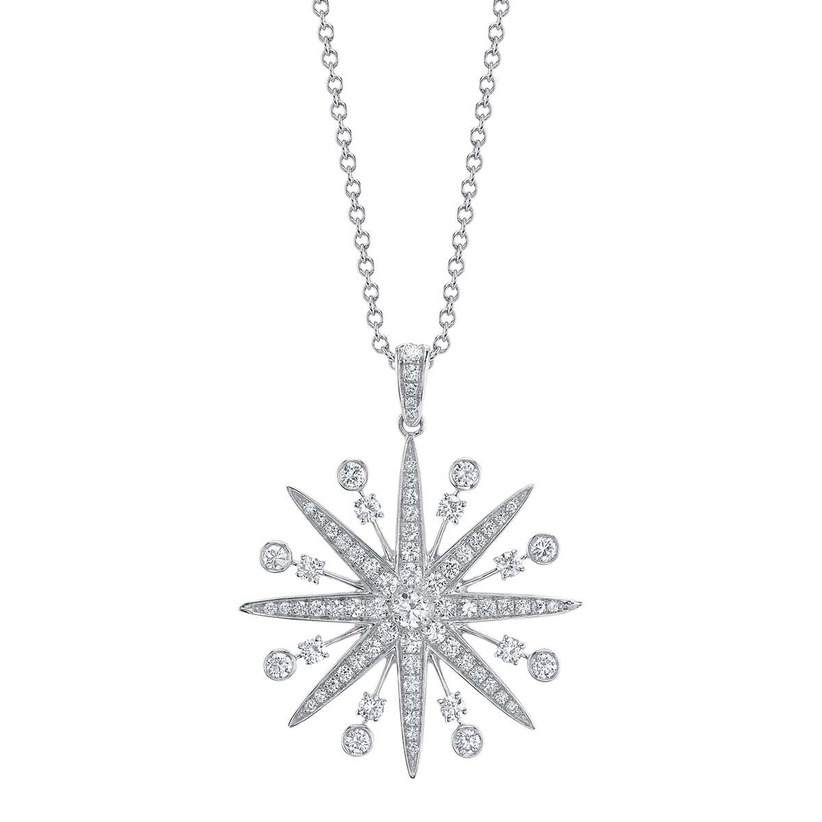 deBoulle Collection Starburst Diamond Adjustable Necklace in White Gold