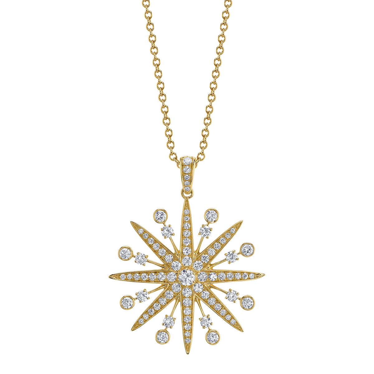 deBoulle Collection Starburst Diamond Adjustable Necklace in Yellow Gold