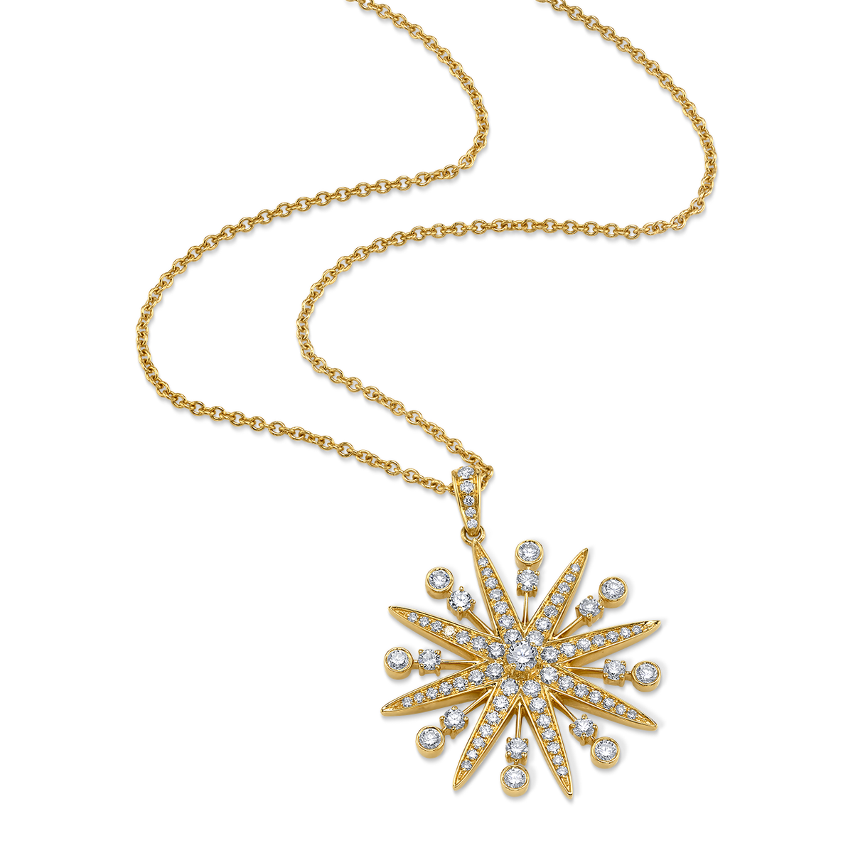 deBoulle Collection Starburst Diamond Adjustable Necklace in Yellow Gold