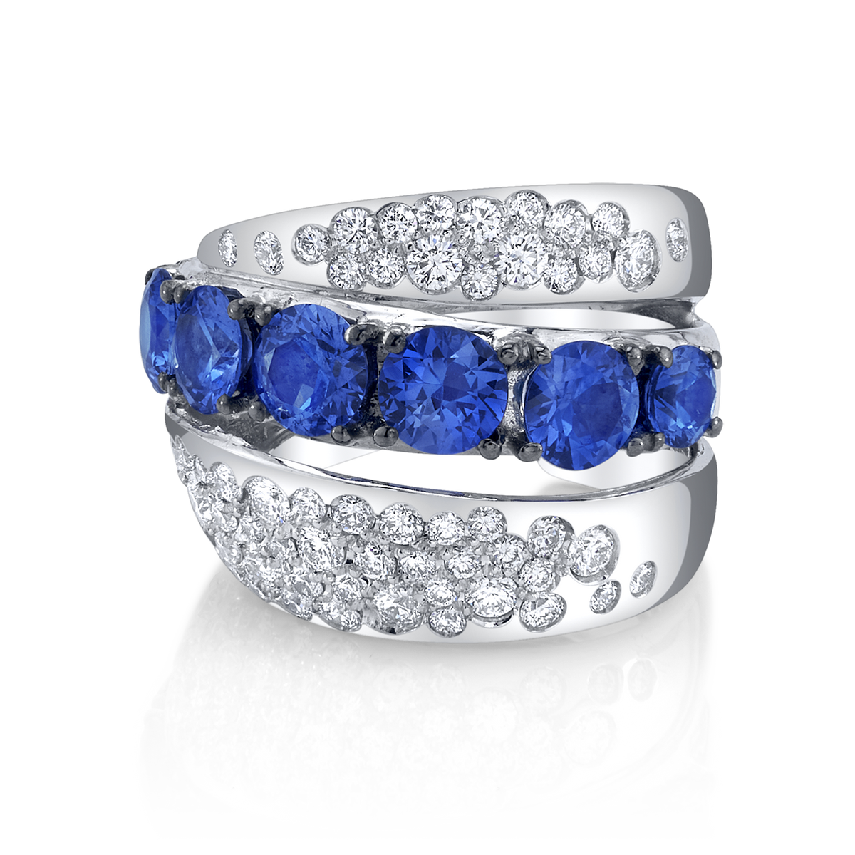 deBoulle Collection Three Row Sapphire and Diamond Ring