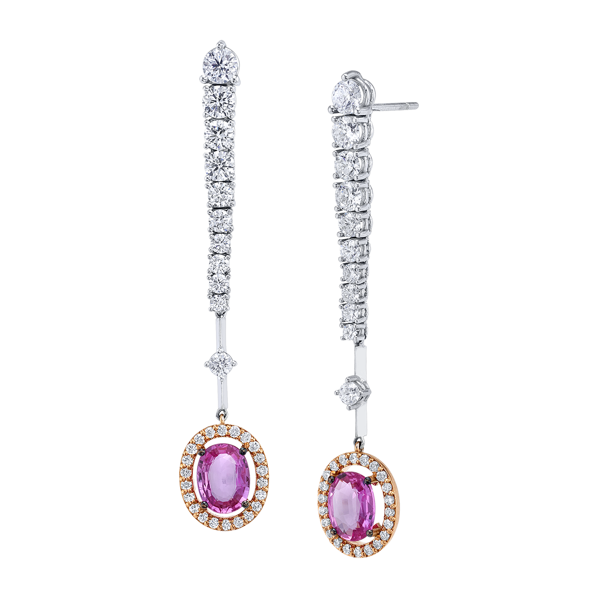 deBoulle Collection Pink Sapphire and Diamond Dangle Earrings