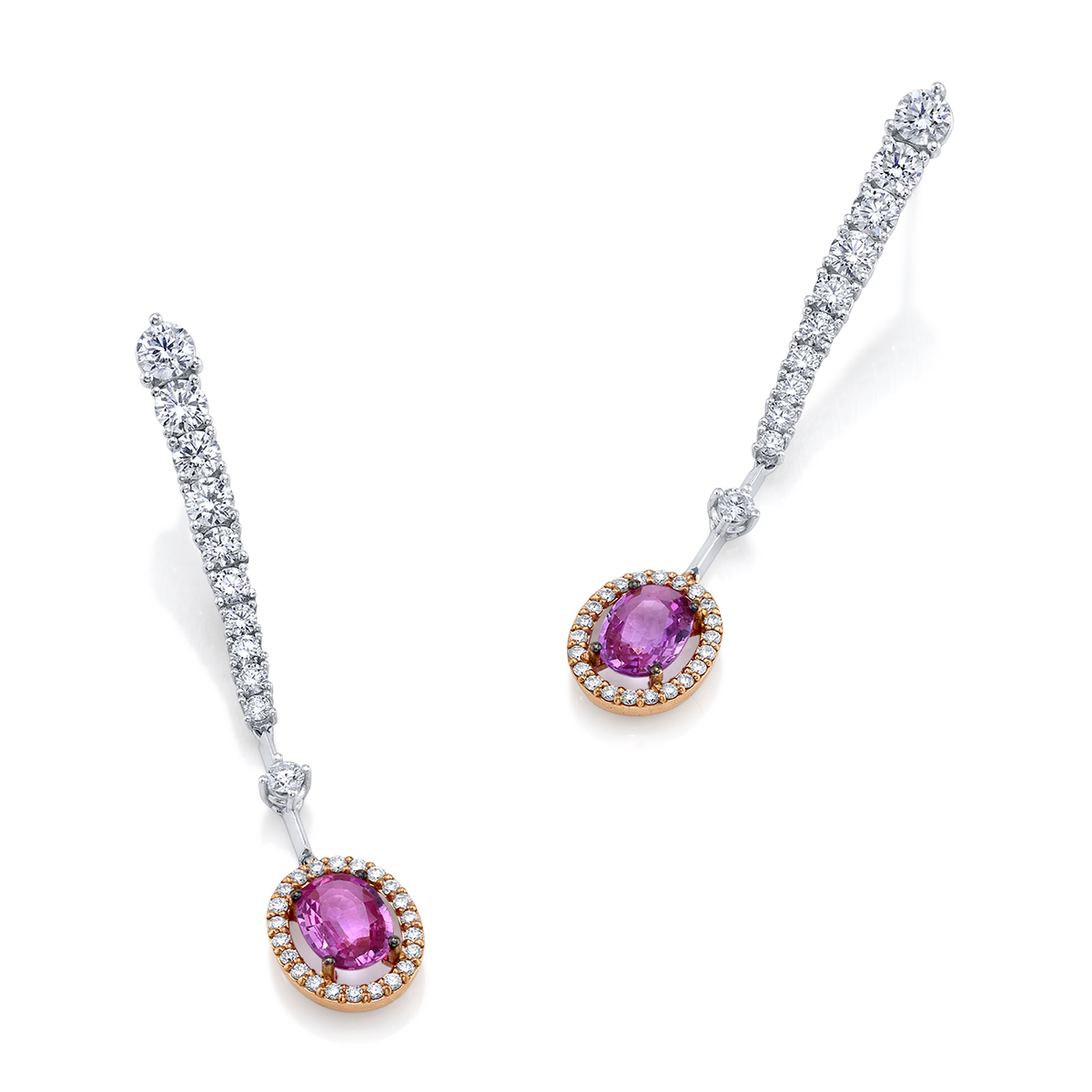 deBoulle Collection Pink Sapphire and Diamond Dangle Earrings