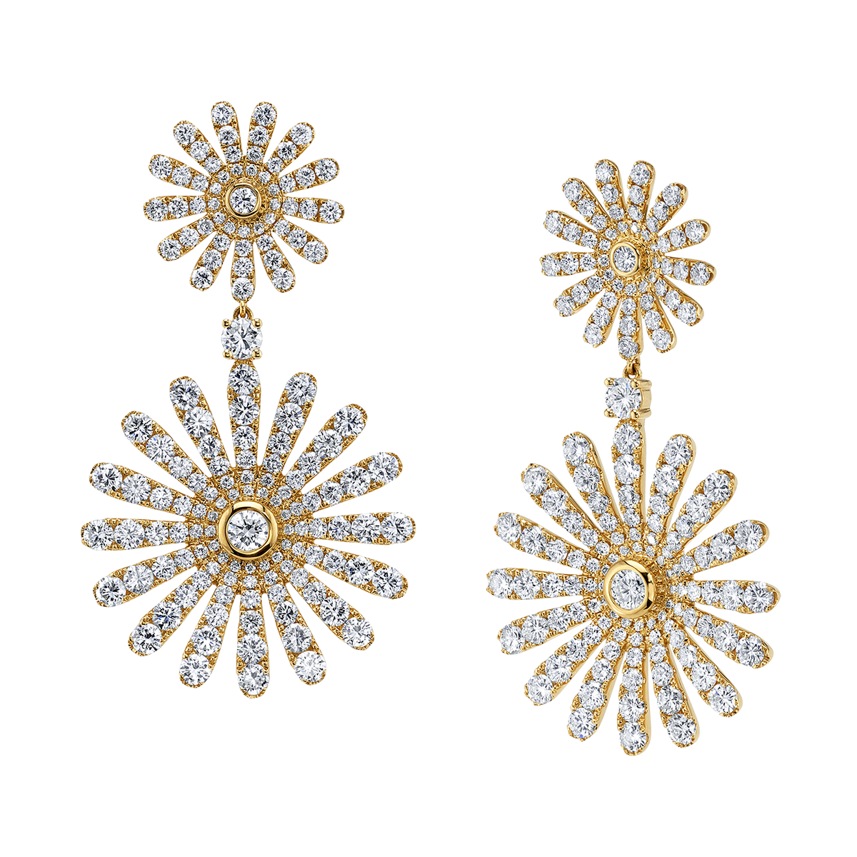 deBoulle Collection Daisy Double Drop Earrings in Yellow Gold