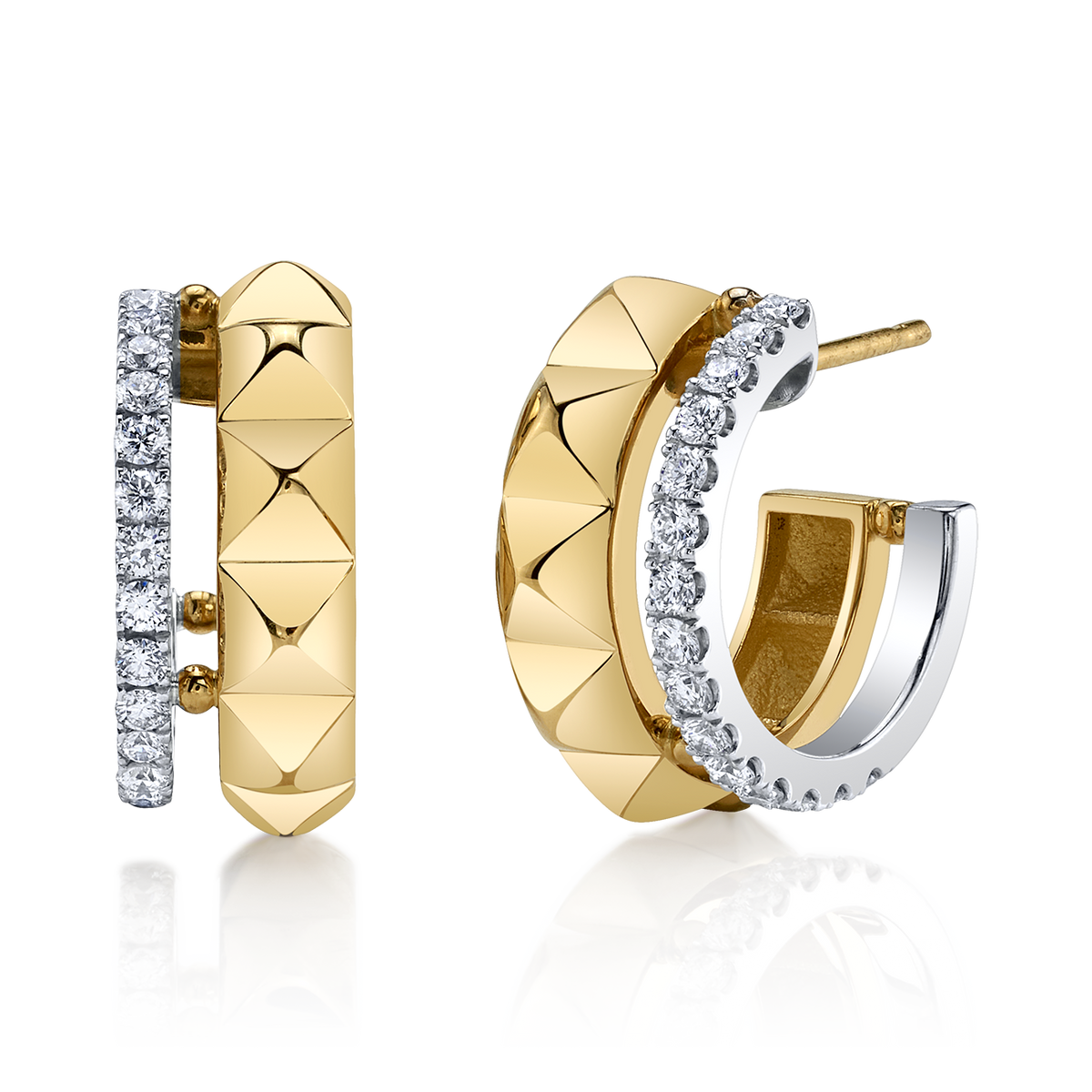 deBoulle Collection Studded Pyramid Earrings with Diamonds