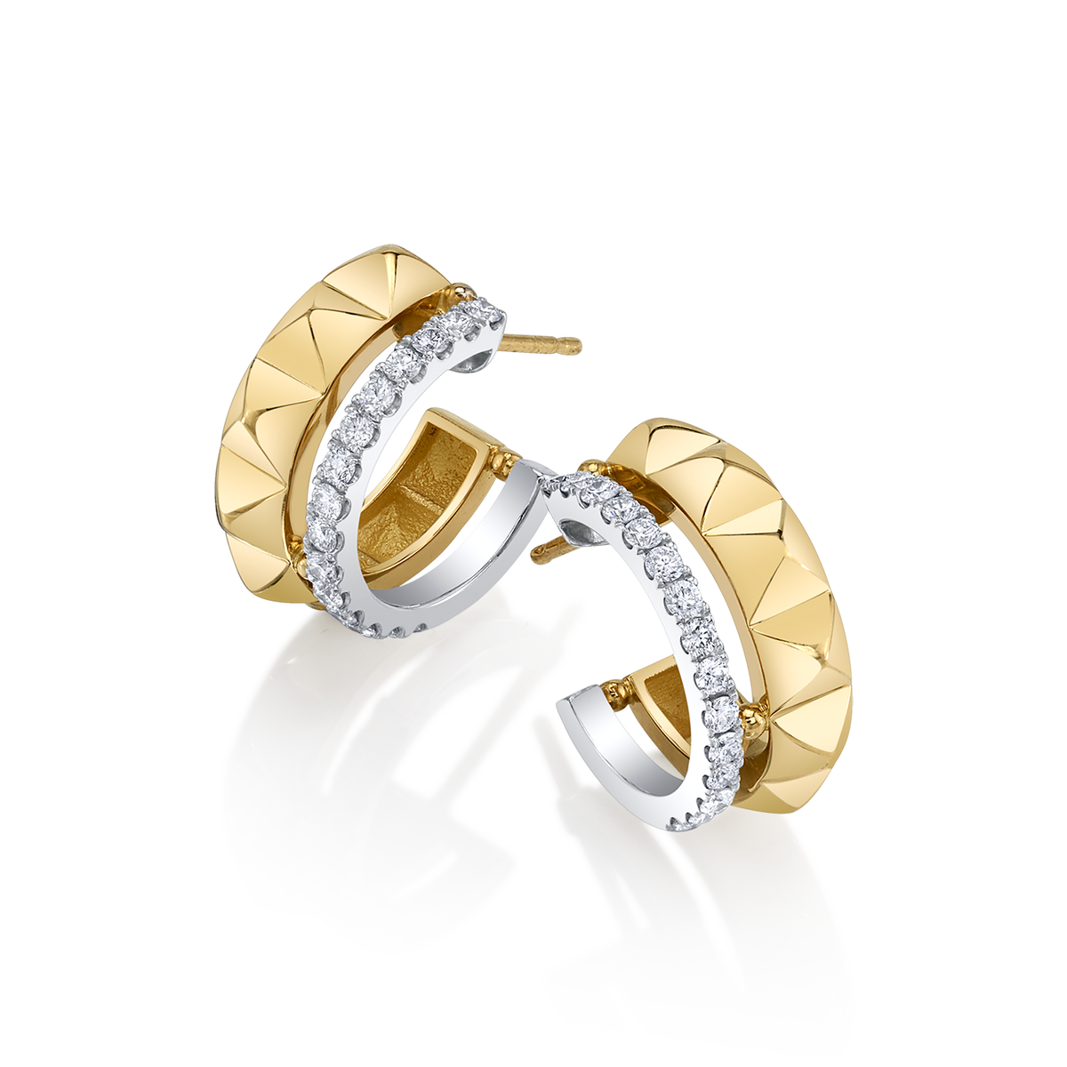 deBoulle Collection Studded Pyramid Earrings with Diamonds