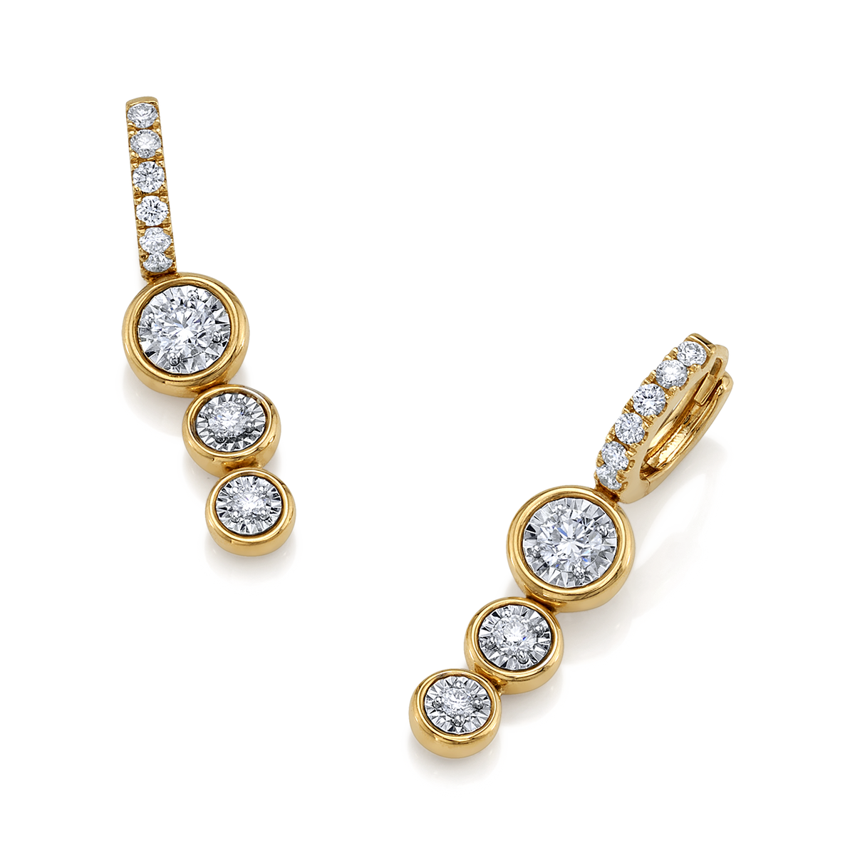 deBoulle Collection Emma Three Drop Earrings in Yellow and White Gold