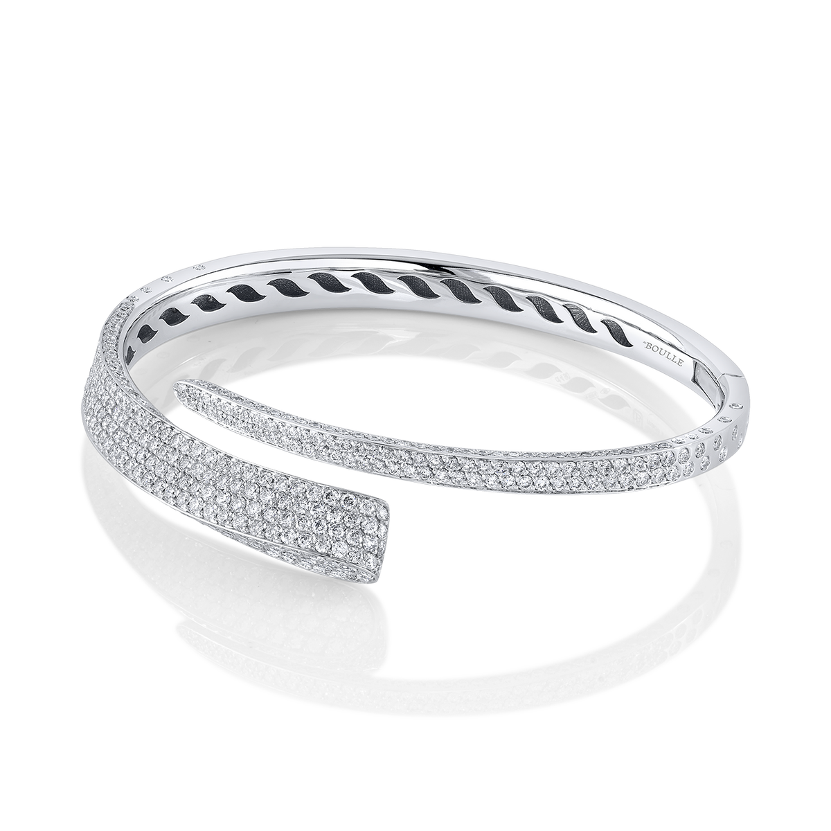 deBoulle Collection Diamond Bypass Bangle in White Gold
