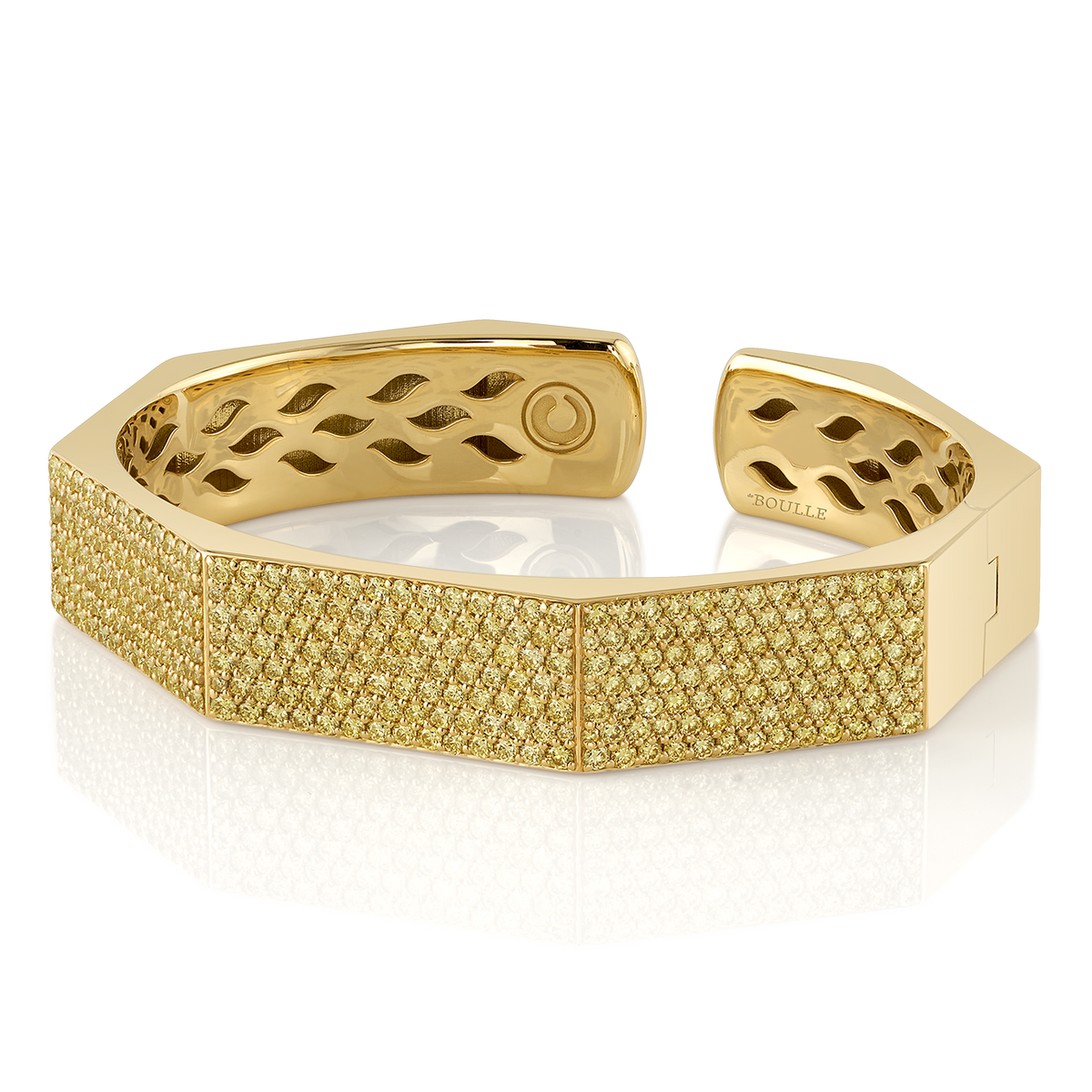 deBoulle Collection Octagonal Pavé Yellow Diamond Hinged Open Bangle Bracelet