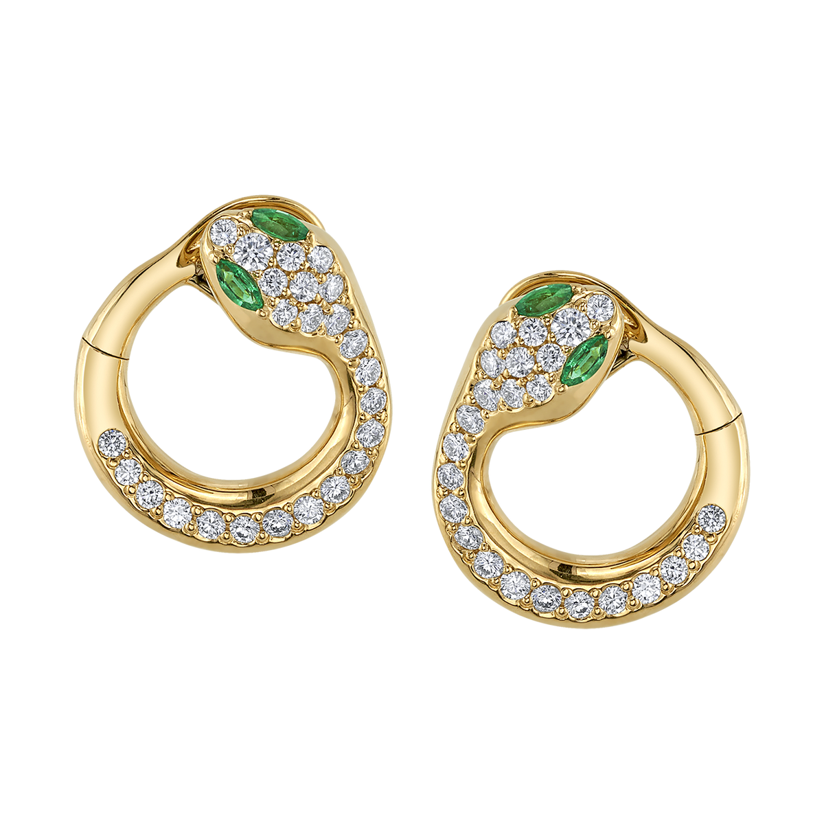 deBoulle Collection Snake Hoop Earrings in Yellow Gold