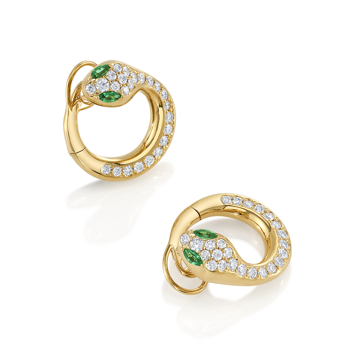 deBoulle Collection Snake Hoop Earrings in Yellow Gold