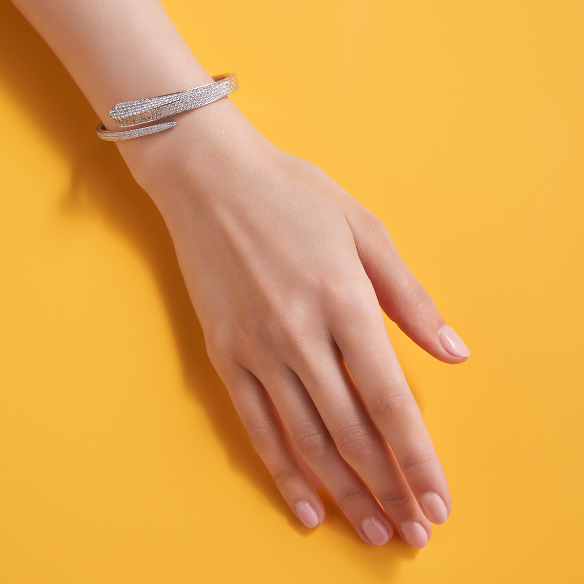 deBoulle Collection Diamond Bypass Bangle in White Gold