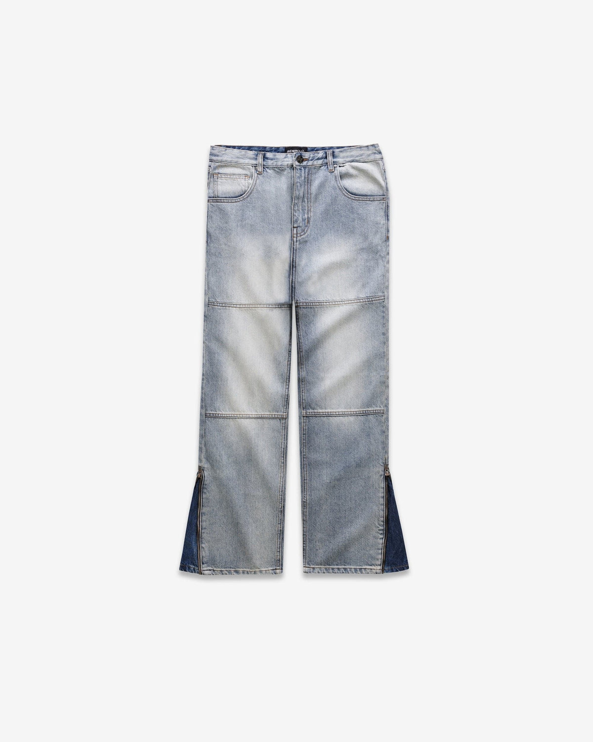 Benir Clothing Zip Flare Denim - Sky Blue — 28 — Front View