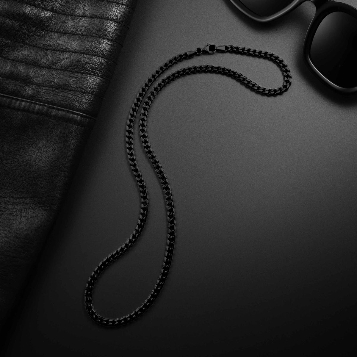 Cuban Chain Necklace, 5MM - Stealth