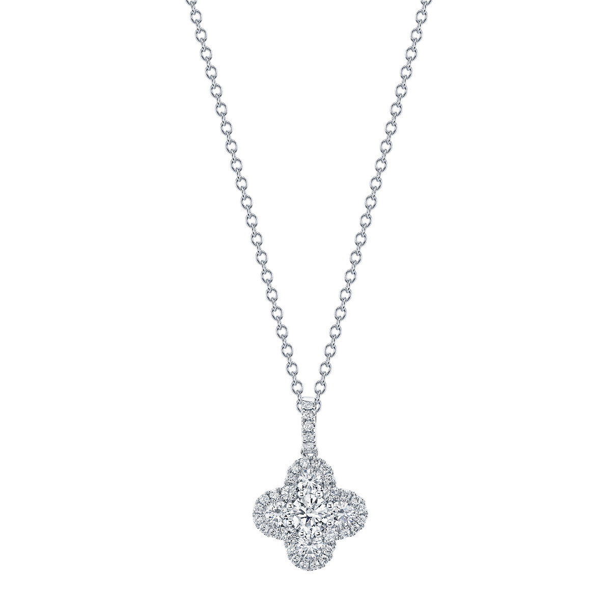 deBoulle Collection Clover Pendant Necklace in White Gold