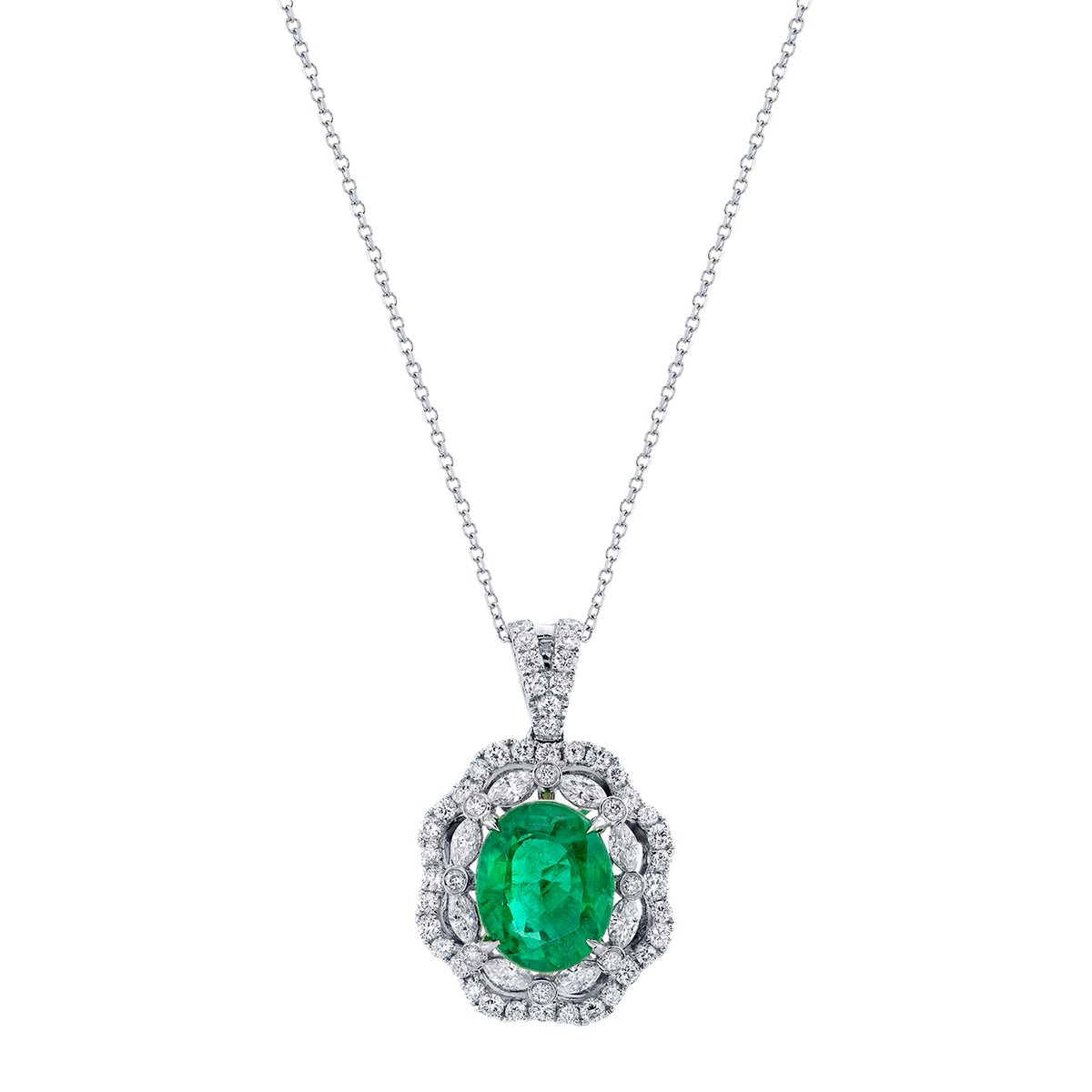 deBoulle Collection Emerald and Diamond Pendant