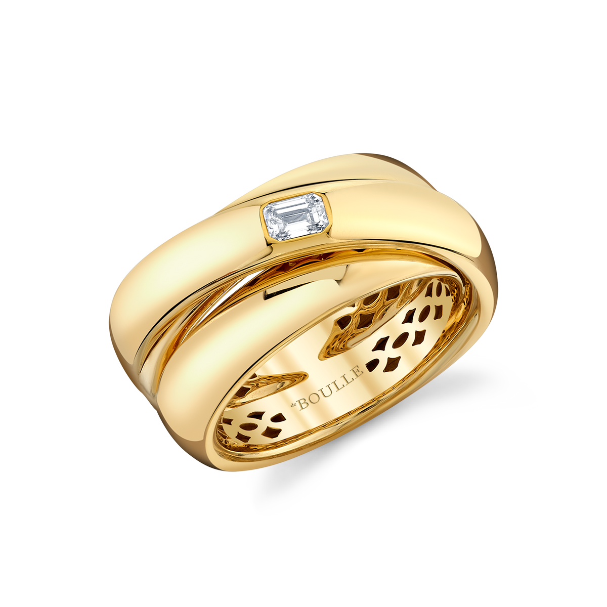 deBoulle Collection Wide Crossover Ring in Yellow Gold