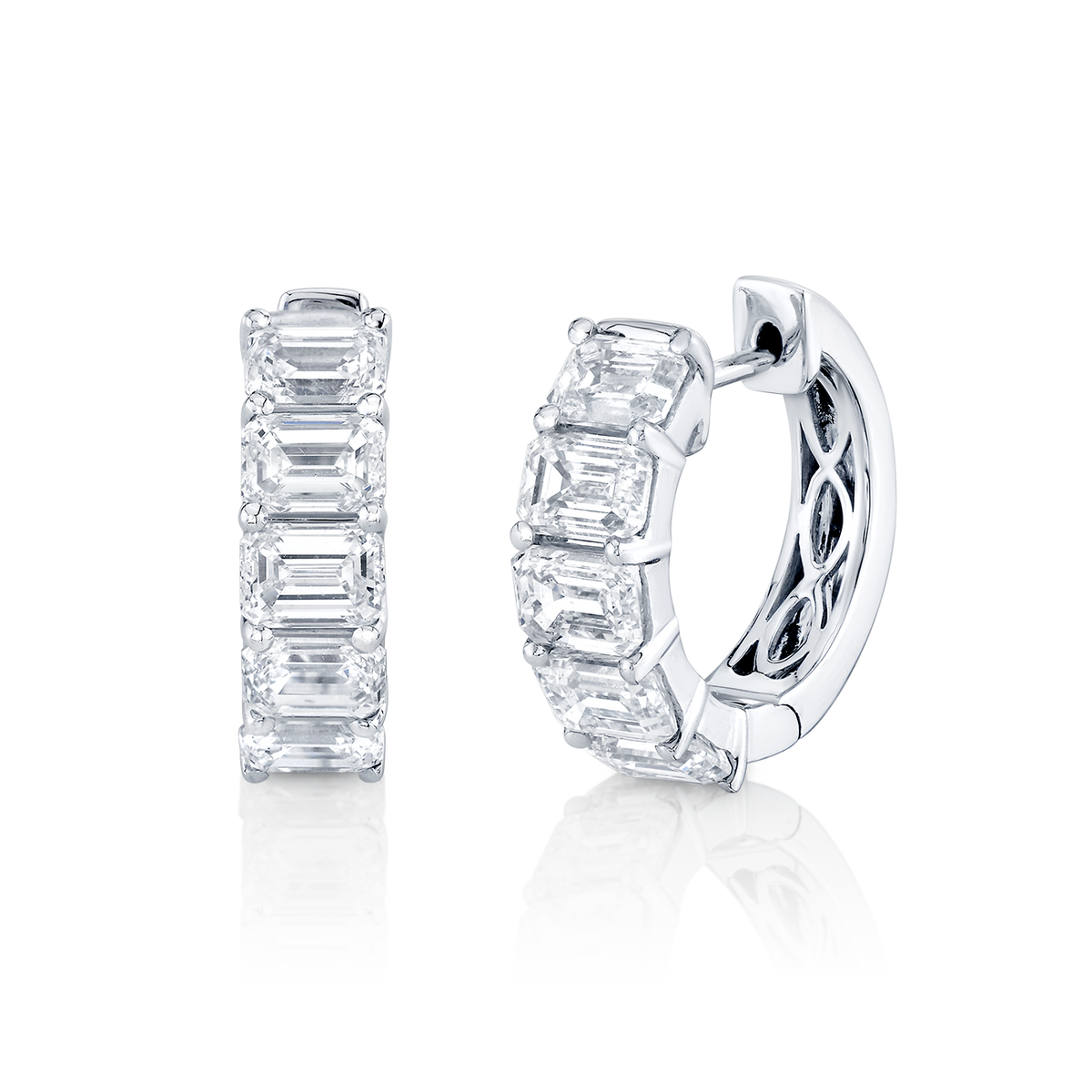 deBoulle Collection Emerald Cut Diamond Huggie Earrings