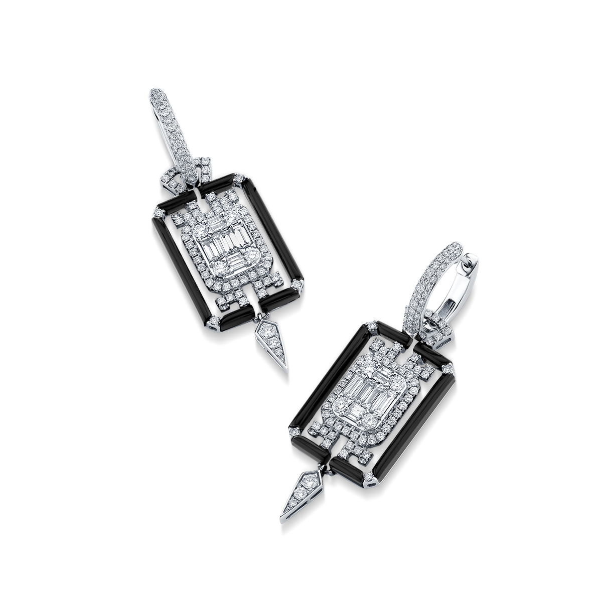 deBoulle Collection Art Deco Earrings in Black Enamel