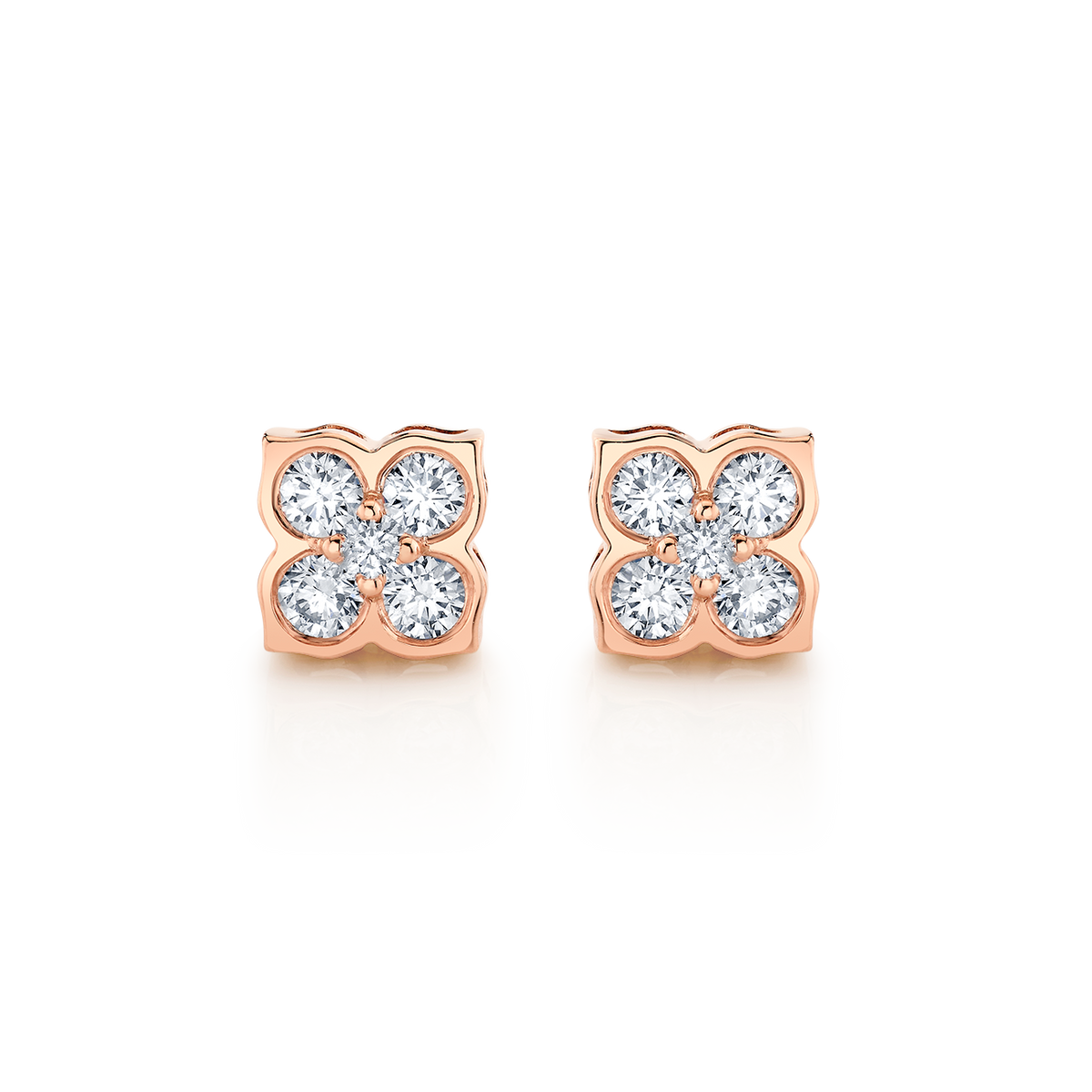 deBoulle Collection Pointed Floral Earrings in Rose Gold