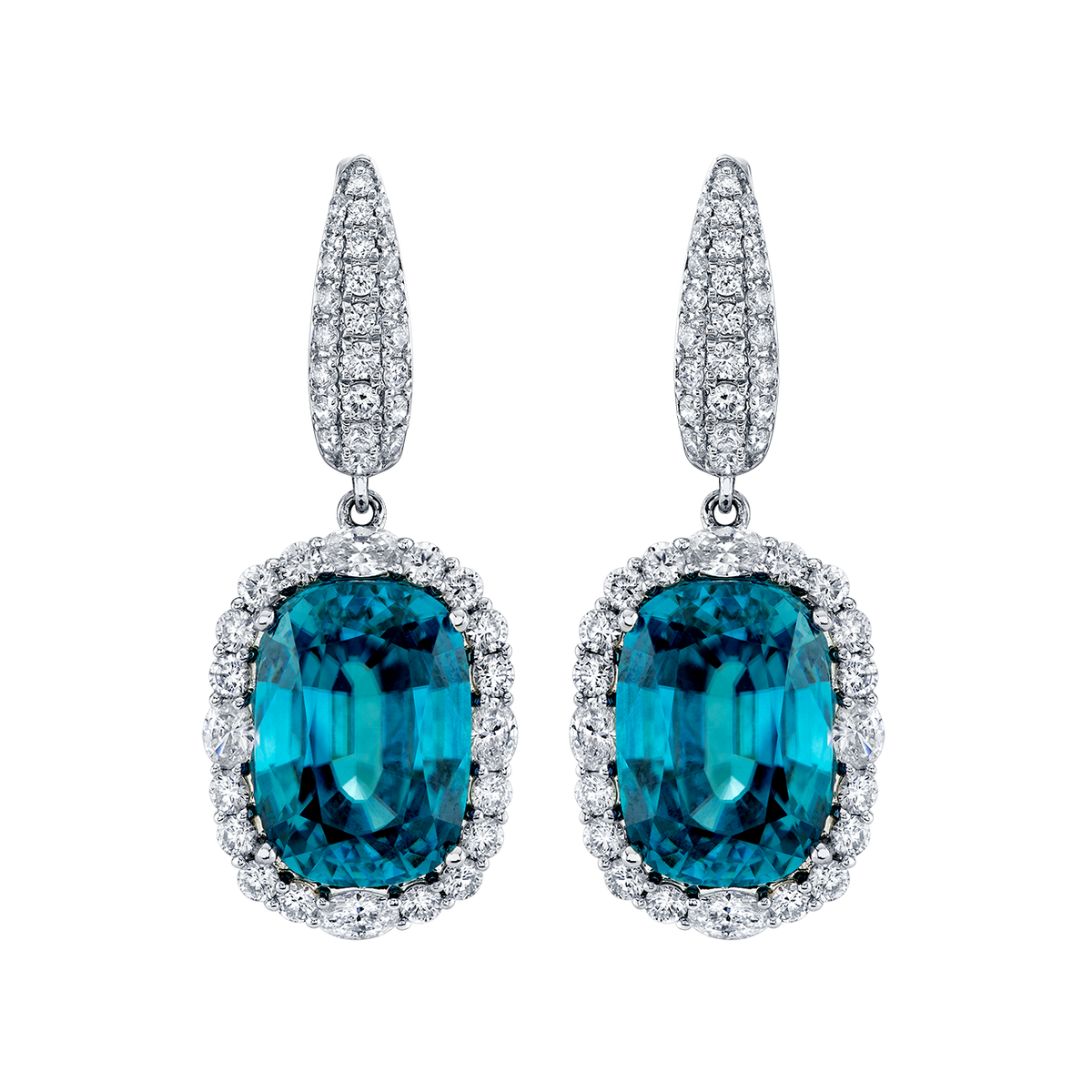deBoulle Collection Blue Zircon Diamond Drop Earrings