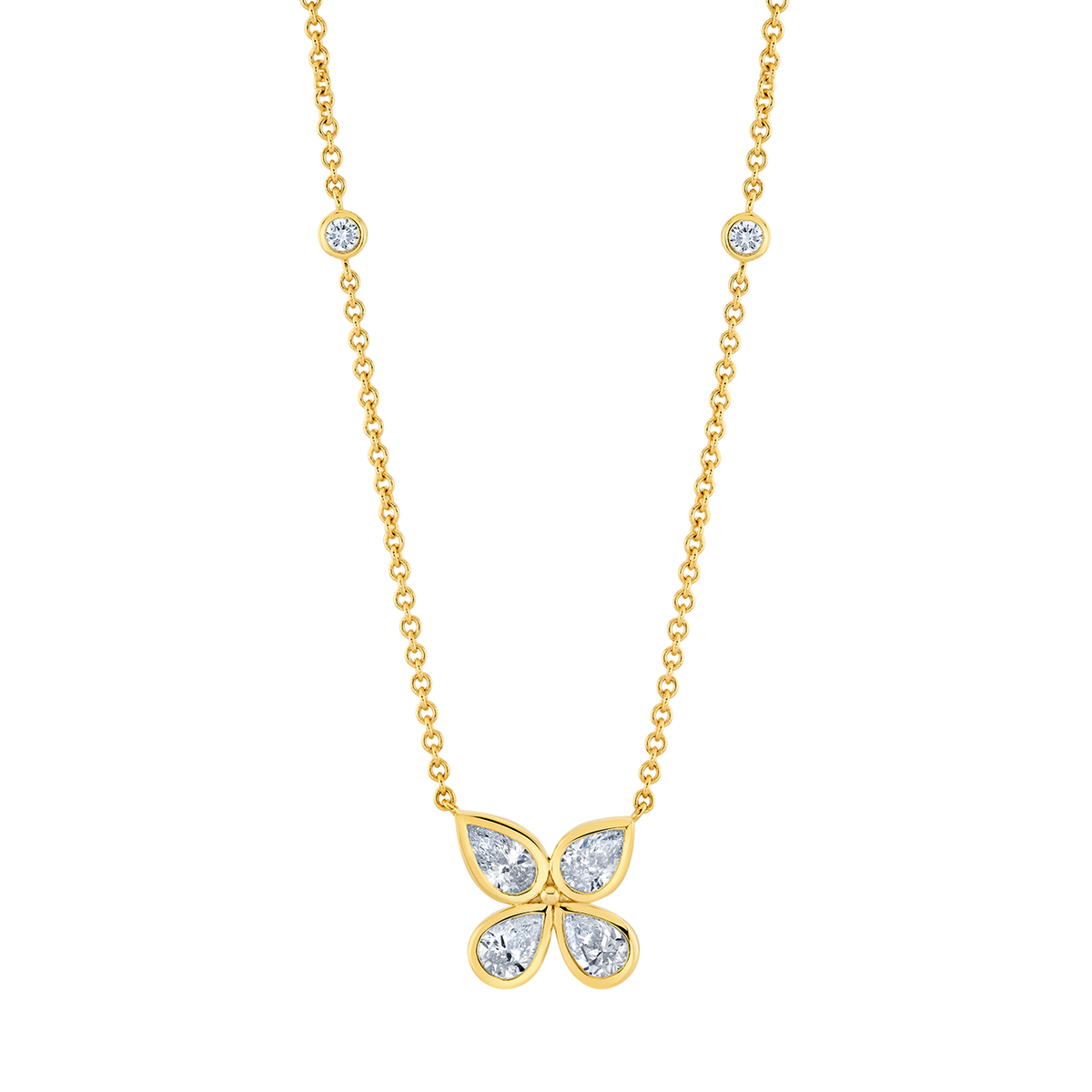 deBoulle Collection Pear Shape Diamond Flower Necklace