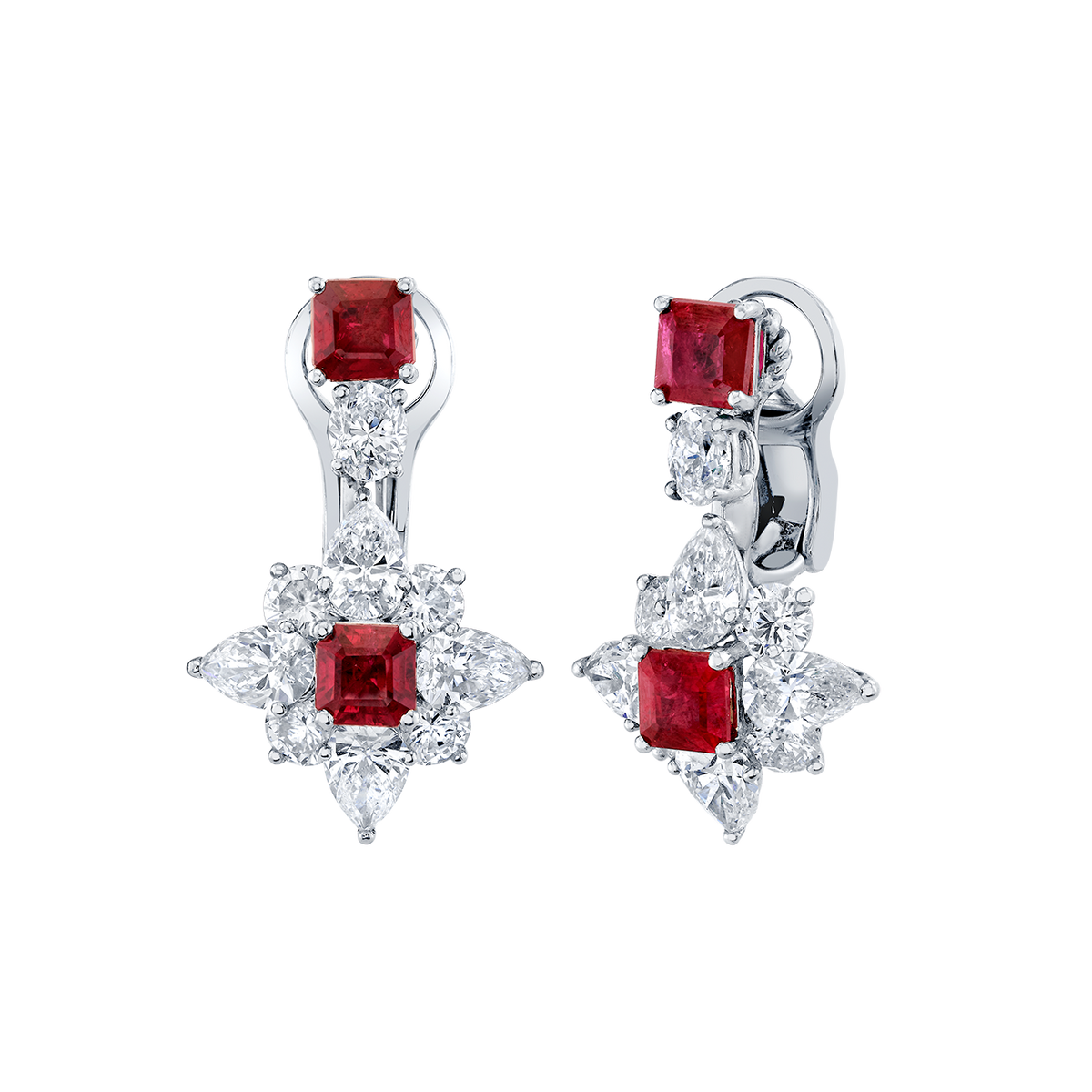 deBoulle Collection Ruby and Diamond Star Earrings