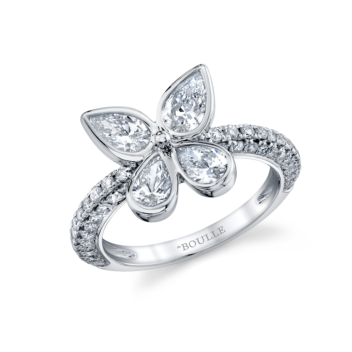 deBoulle Collection Pear Shape Diamond Flower Ring