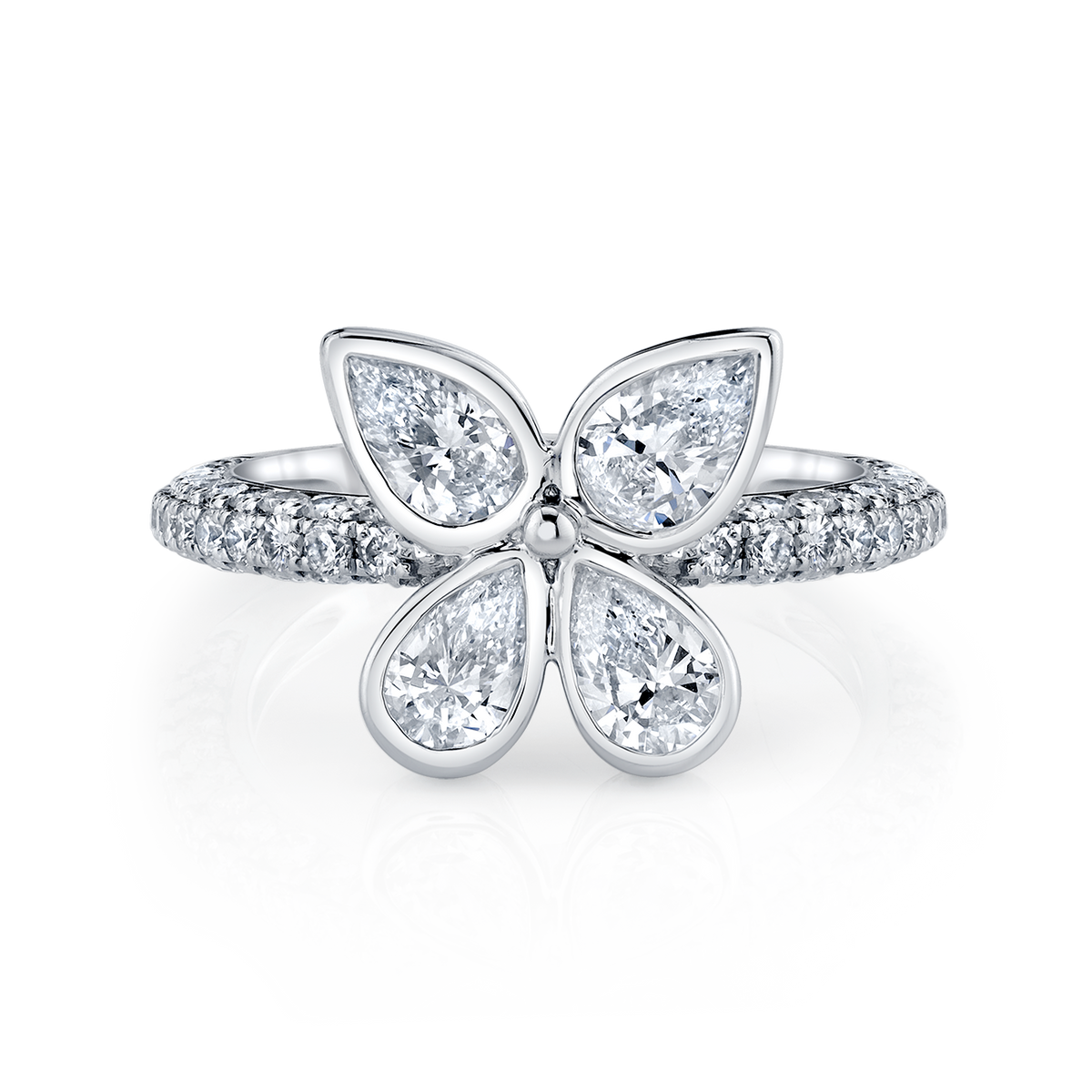 deBoulle Collection Pear Shape Diamond Flower Ring