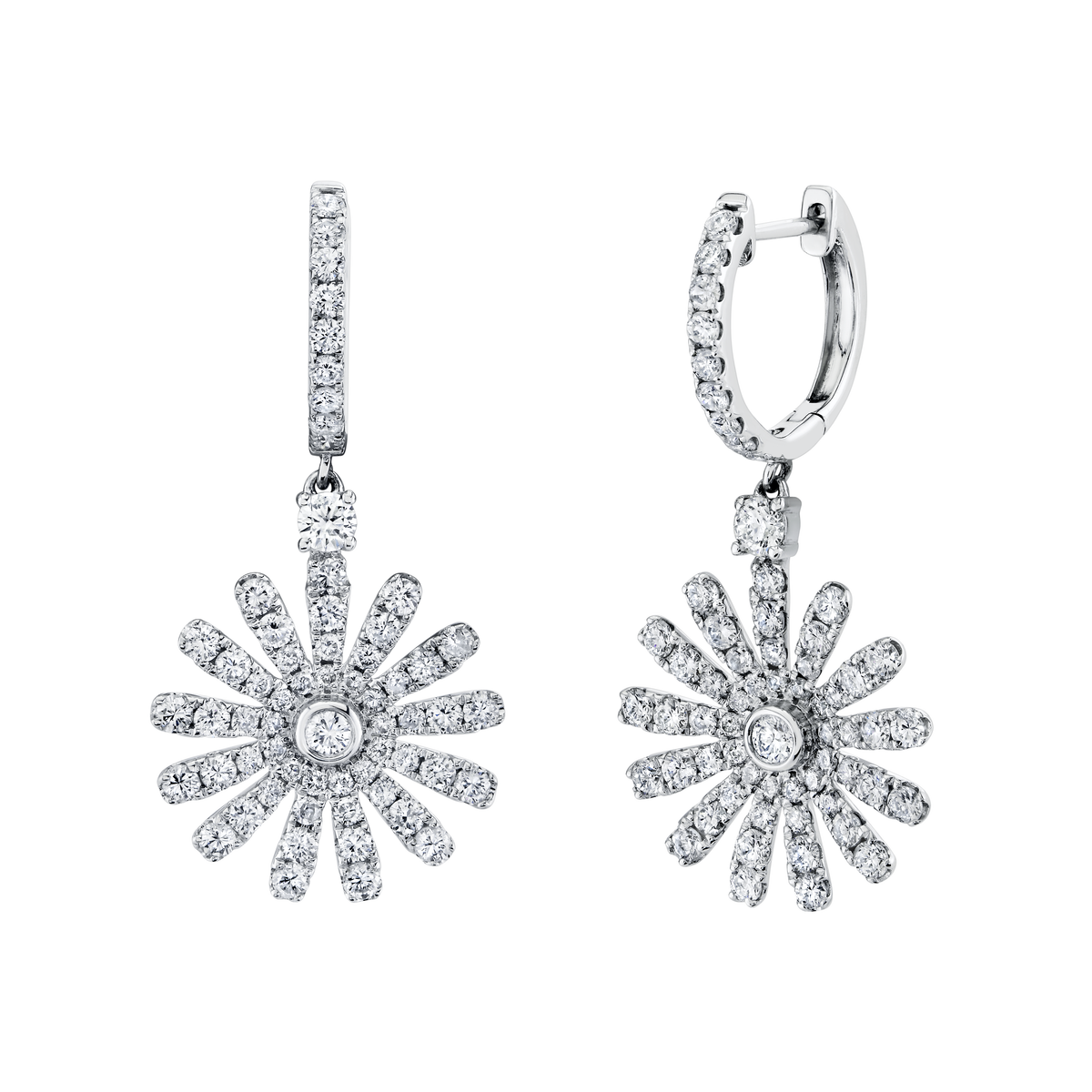 deBoulle Collection Petite Daisy Earrings in White Gold