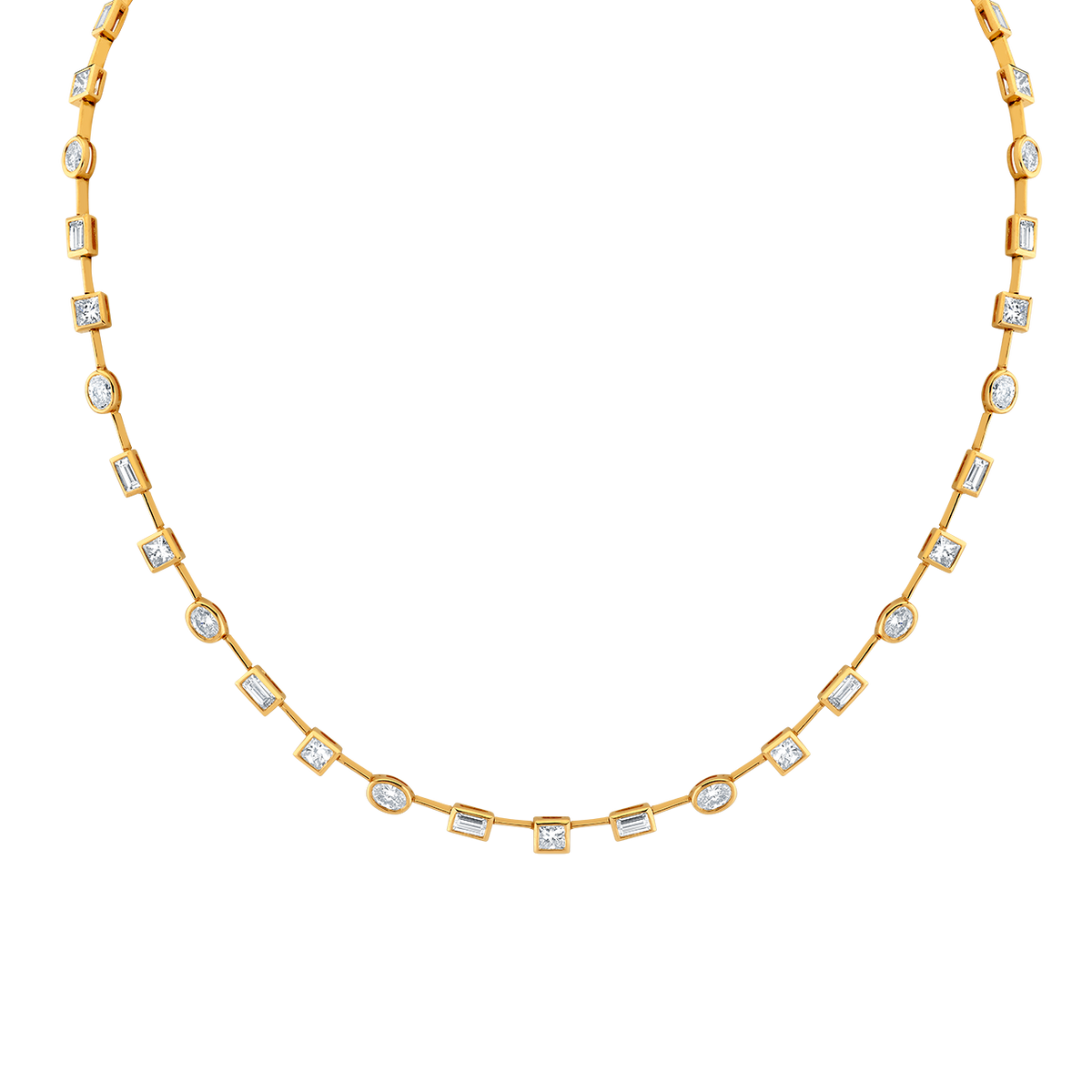 deBoulle Collection Mixed Cut Diamond Necklace in Yellow Gold