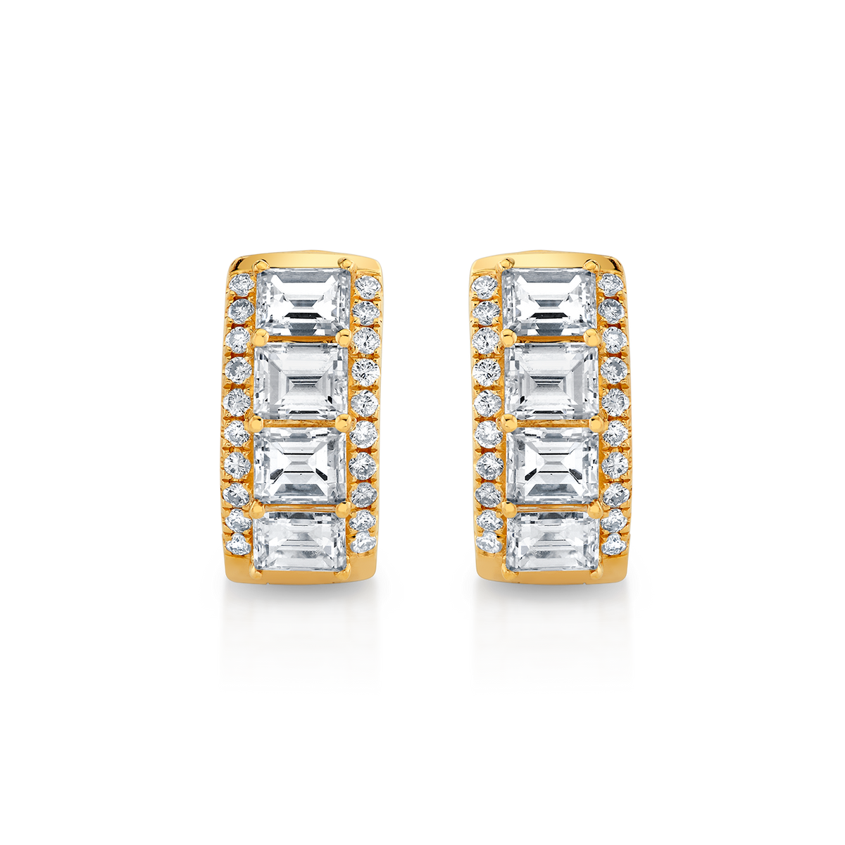 deBoulle Collection Modern Diamond Huggie Earrings in Yellow Gold