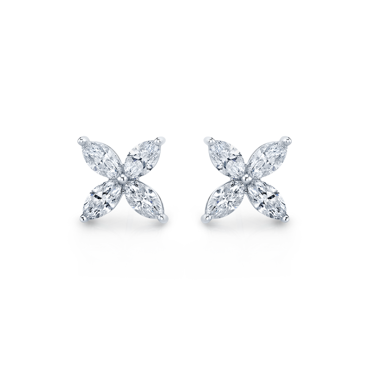 deBoulle Collection Four Petal Earrings in Platinum