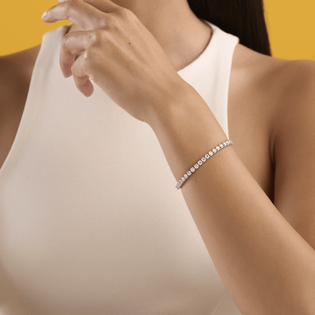 deBoulle Collection Classic Brilliant Diamond Tennis Bracelet in White Gold