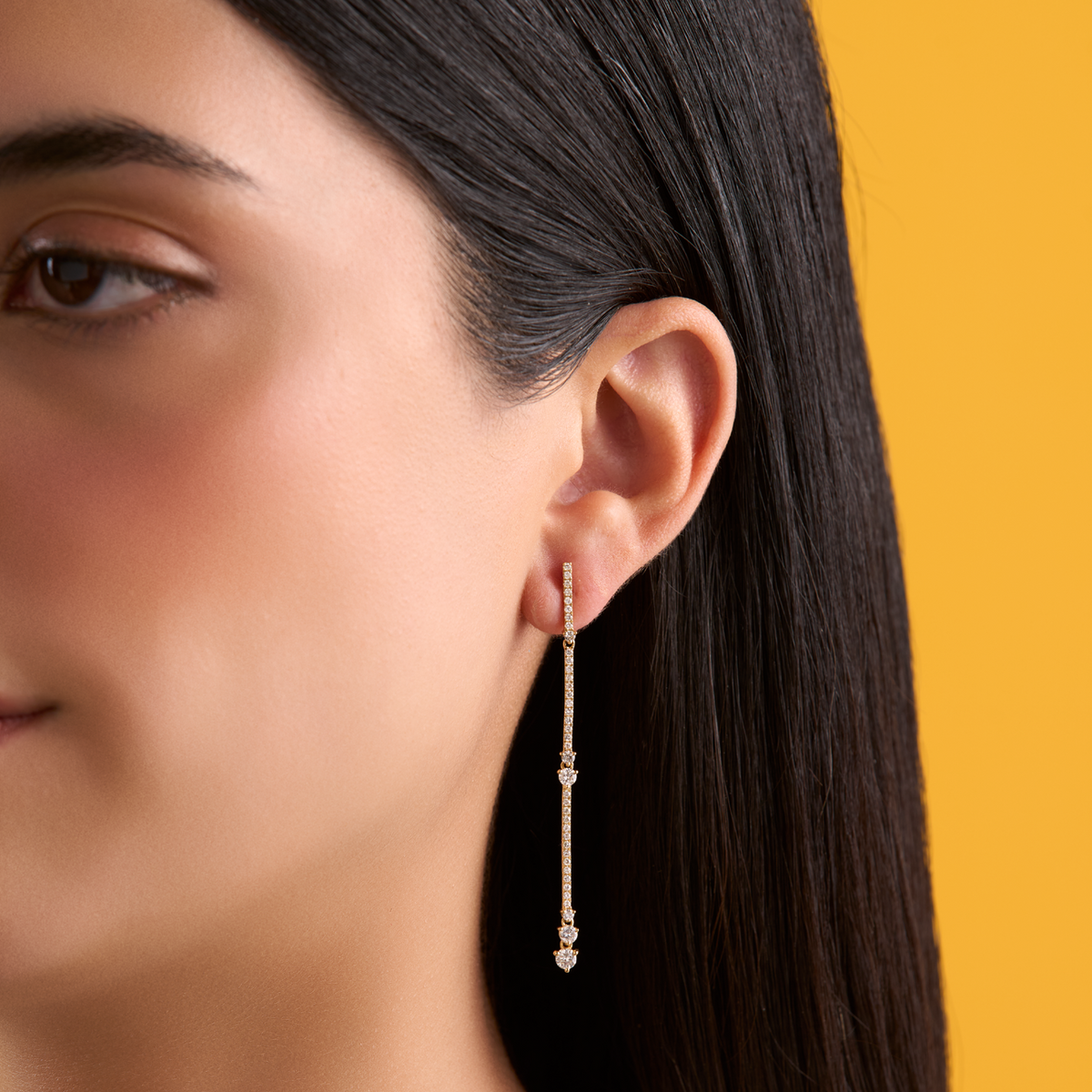 deBoulle Collection Linear Dangle Earrings in Yellow Gold