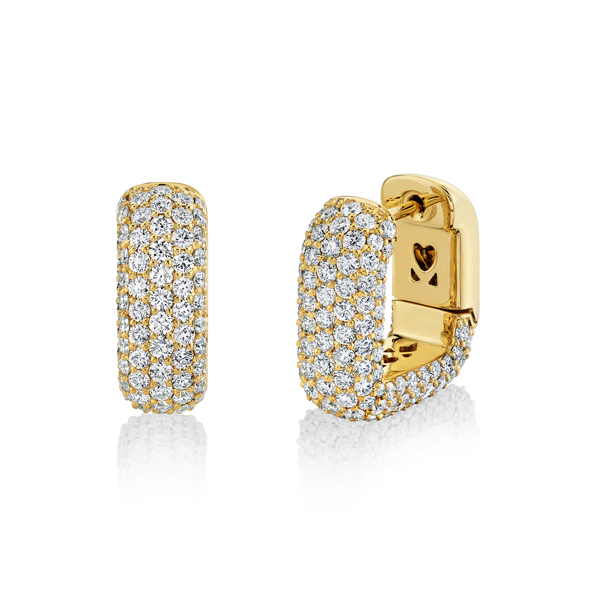 deBoulle Collection Diamond Square Hoop Earrings in Yellow Gold